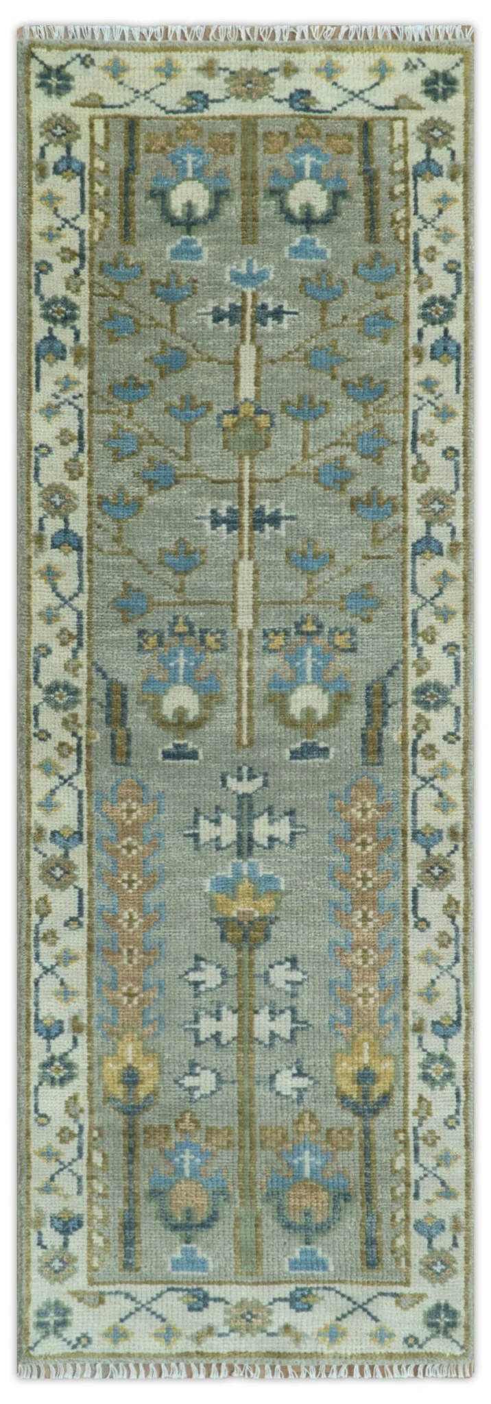 Antique Silver and Gold Hand Knotted Traditional Vintage Style Multi size Wool Area Rug - Image 11