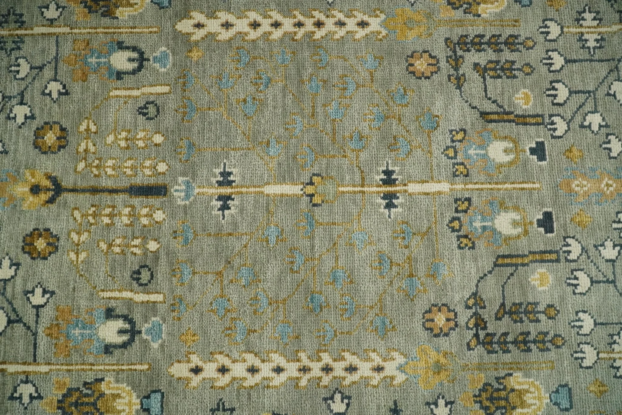 Antique Silver and Gold Hand Knotted Traditional Vintage Style Multi size Wool Area Rug - Image 8