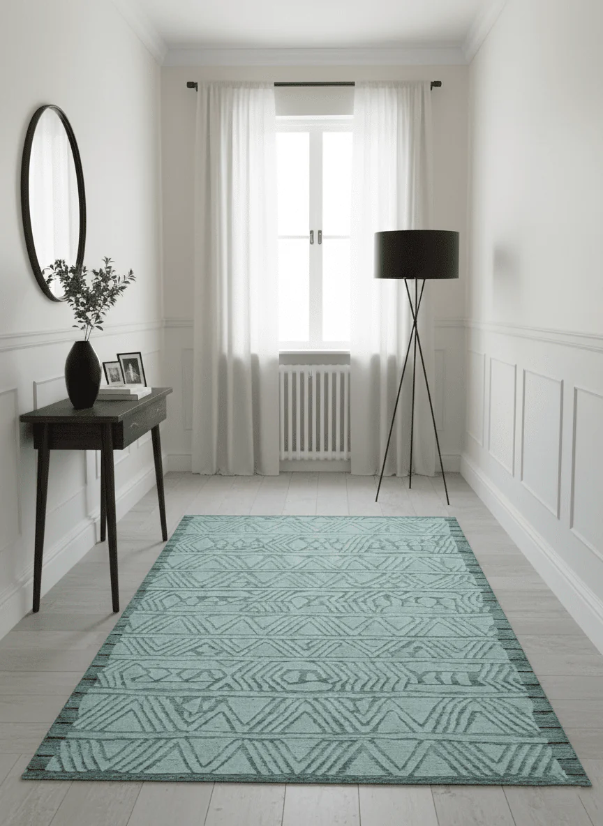 Modern Geometrical Silver and Gray Chevron Design Hand Carved  wool Rug - Image 2