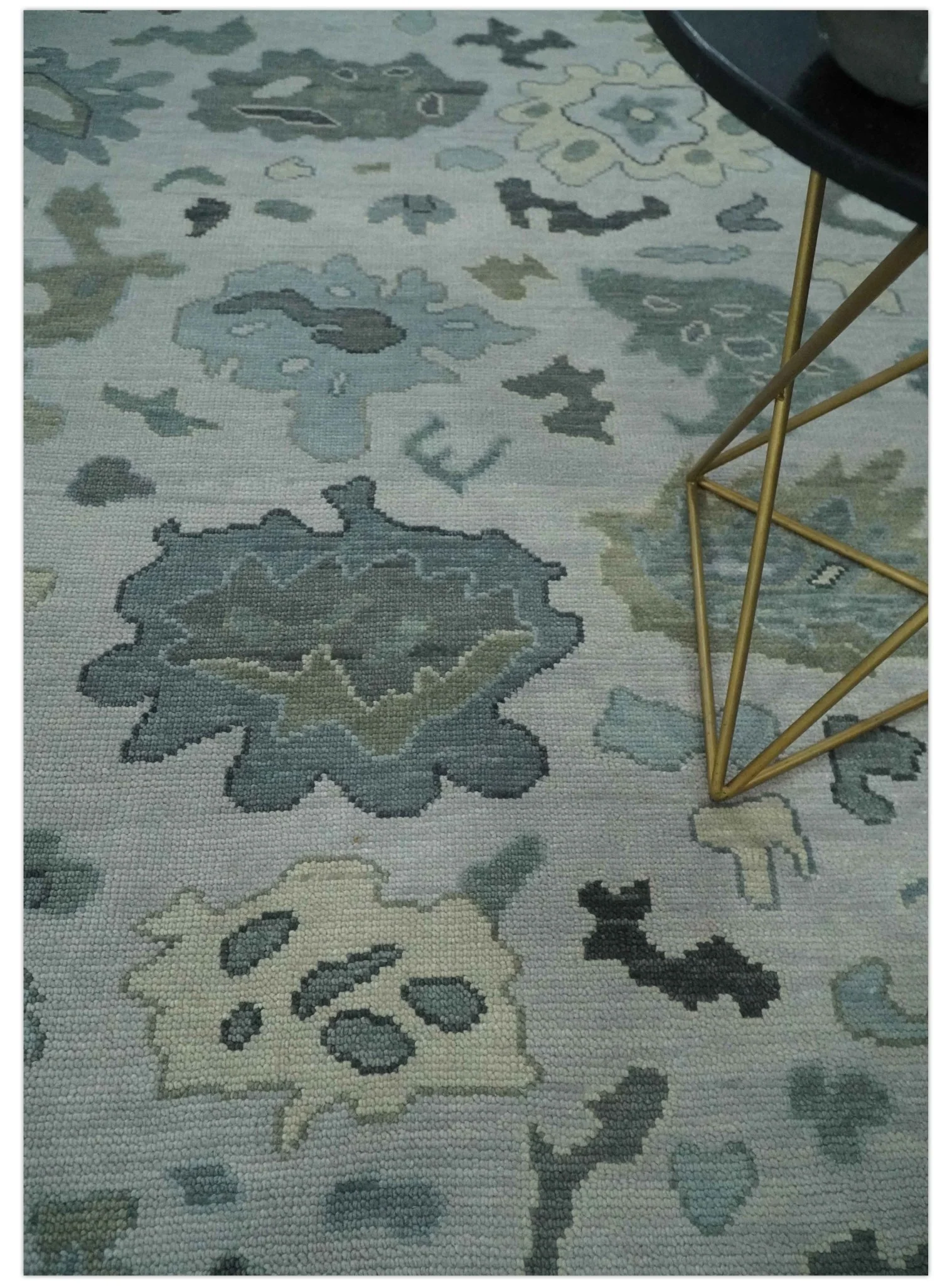 Silver and Gray Hand knotted Traditional Oushak Multi Size wool Area Rug - Image 2