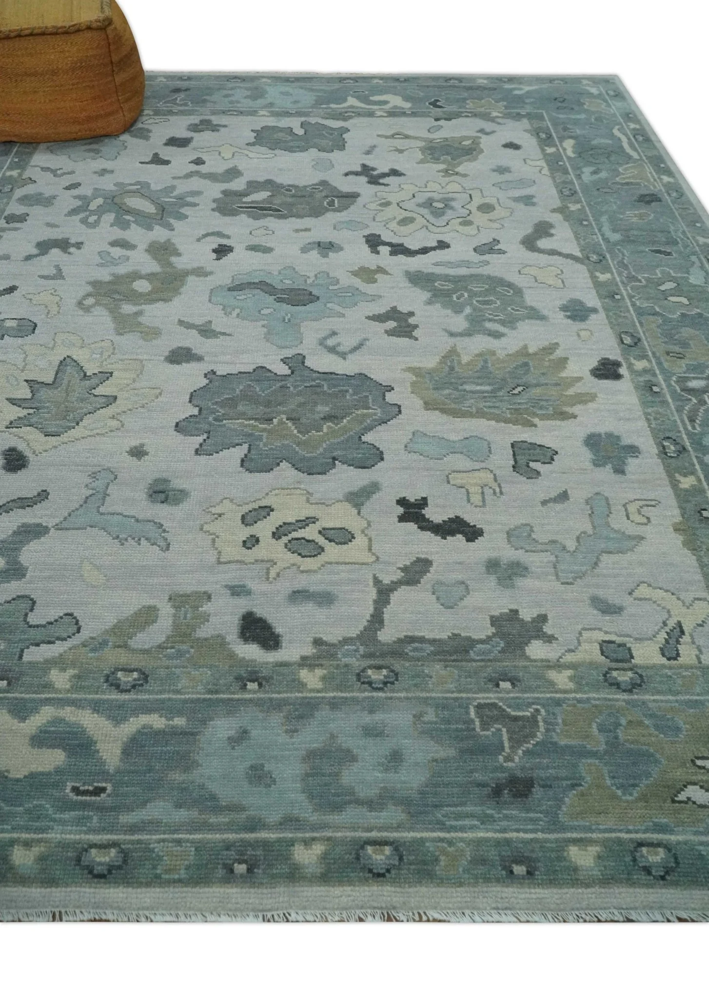 Silver and Gray Hand knotted Traditional Oushak Multi Size wool Area Rug - Image 3