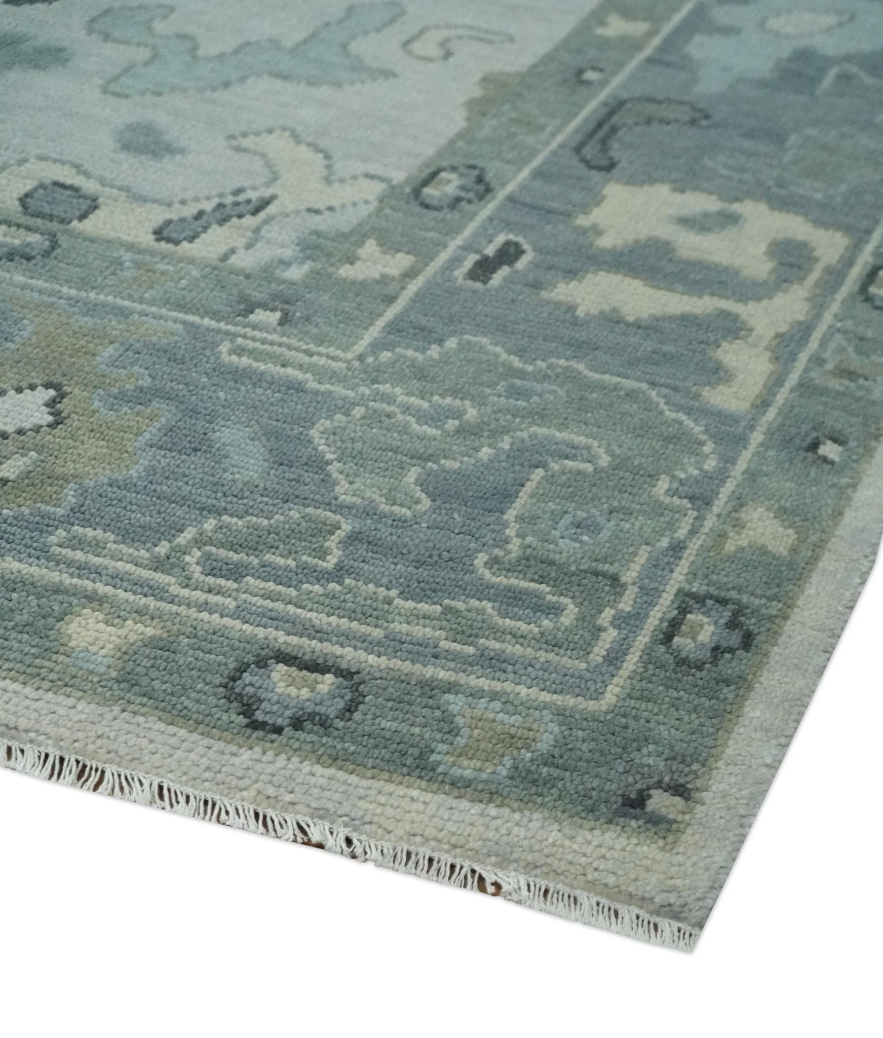 Silver and Gray Hand knotted Traditional Oushak Multi Size wool Area Rug - Image 5