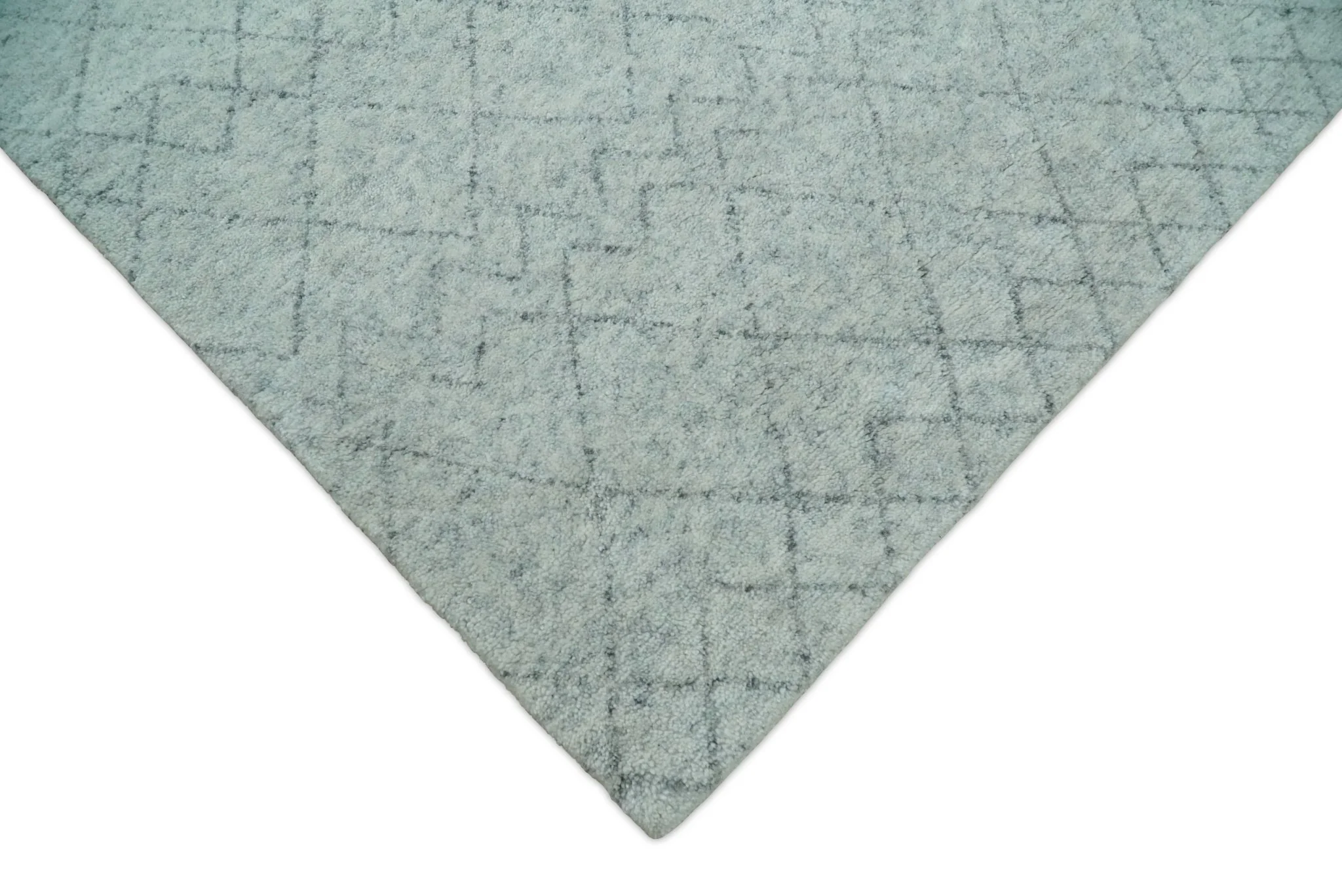 Silver and Gray Hand Woven 9x12 Trellis Moroccan Rug Made with Fine Wool | TRDCP101912 - Image 3