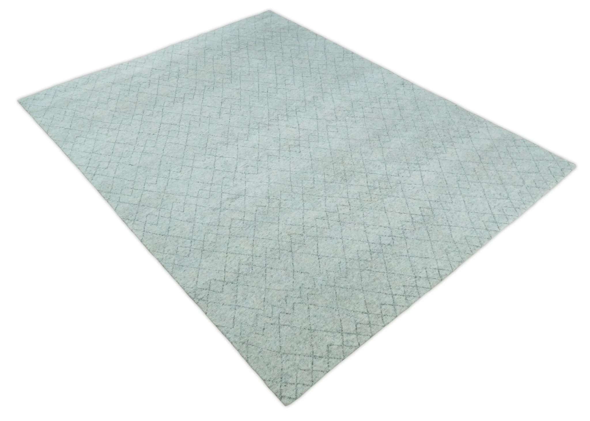 Silver and Gray Hand Woven 9x12 Trellis Moroccan Rug Made with Fine Wool | TRDCP101912 - Image 8