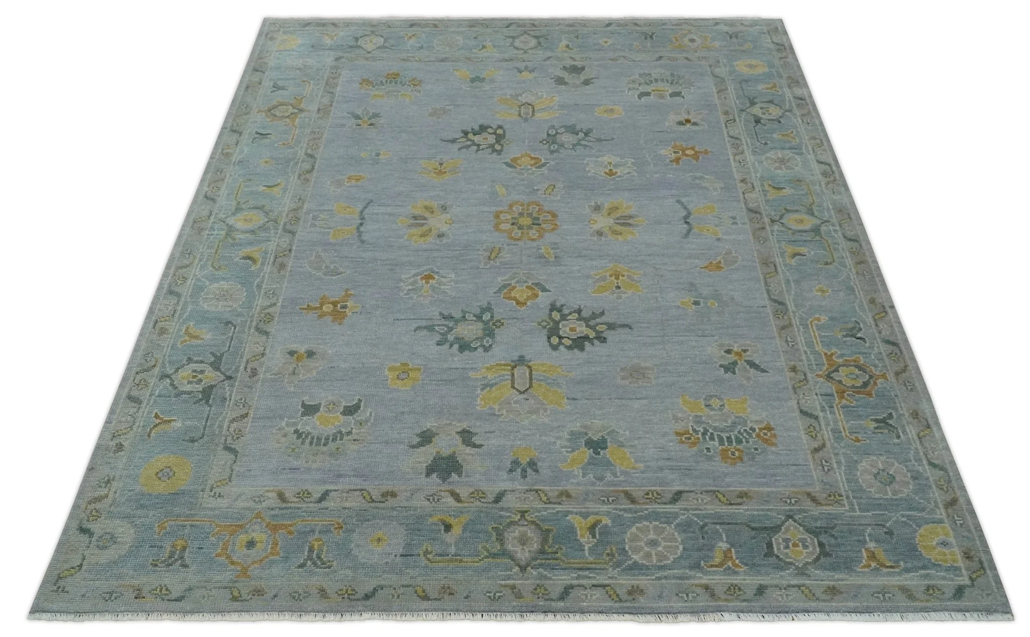 Antique Style Silver and Gray Traditional Hand knotted Oushak Custom Made wool Rug - Image 10