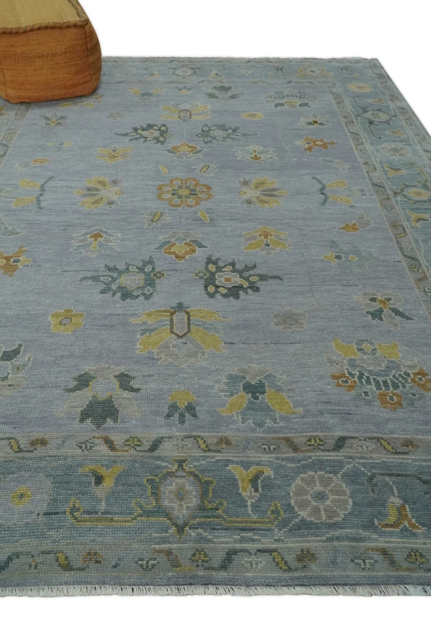 Antique Style Silver and Gray Traditional Hand knotted Oushak Custom Made wool Rug - Image 3