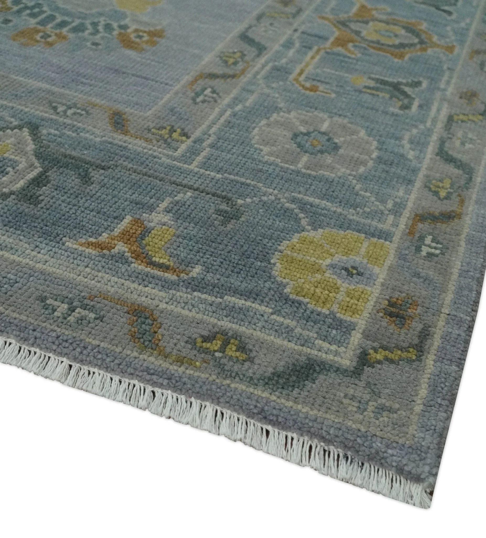 Antique Style Silver and Gray Traditional Hand knotted Oushak Custom Made wool Rug - Image 5