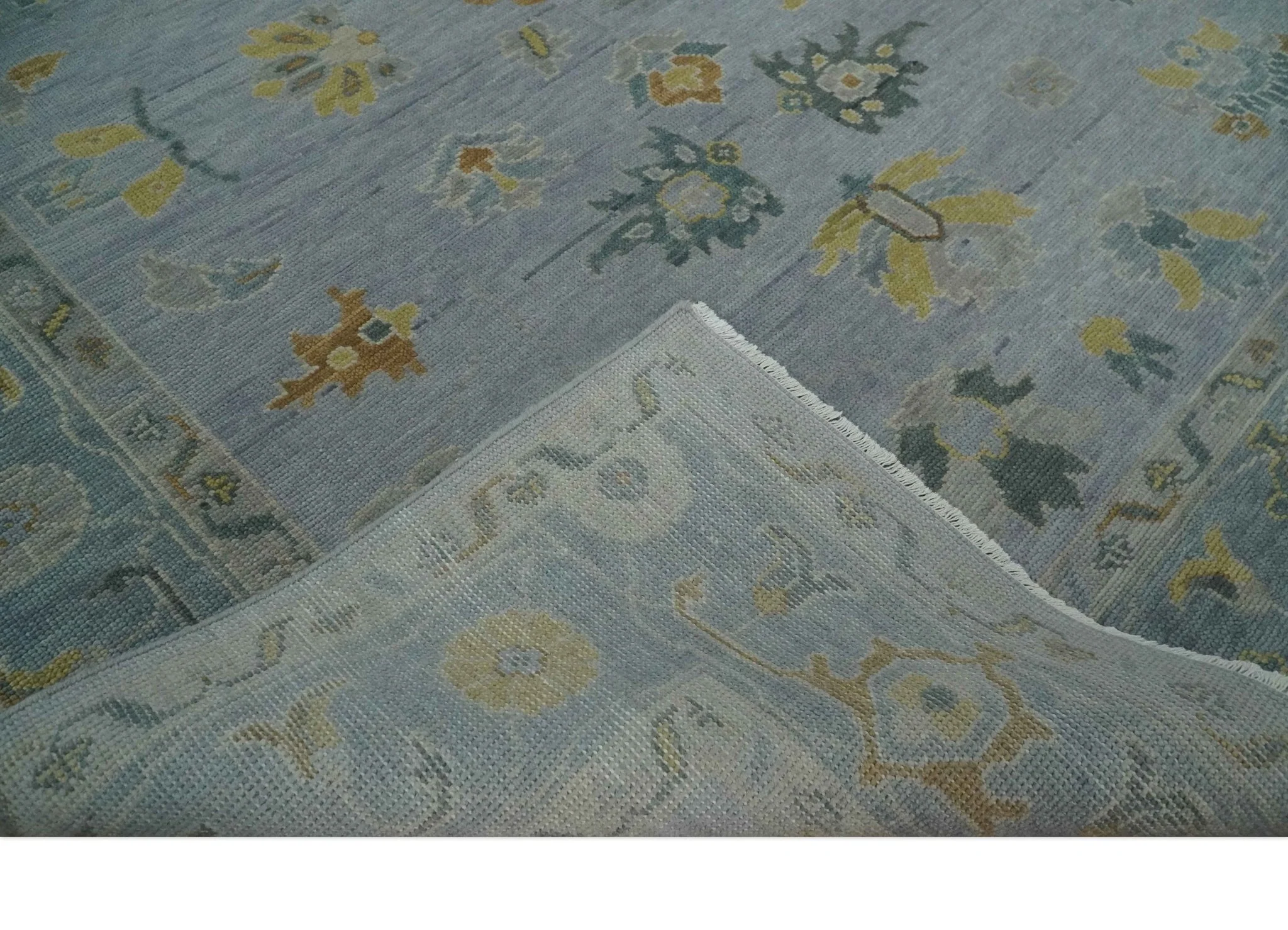 Antique Style Silver and Gray Traditional Hand knotted Oushak Custom Made wool Rug - Image 6