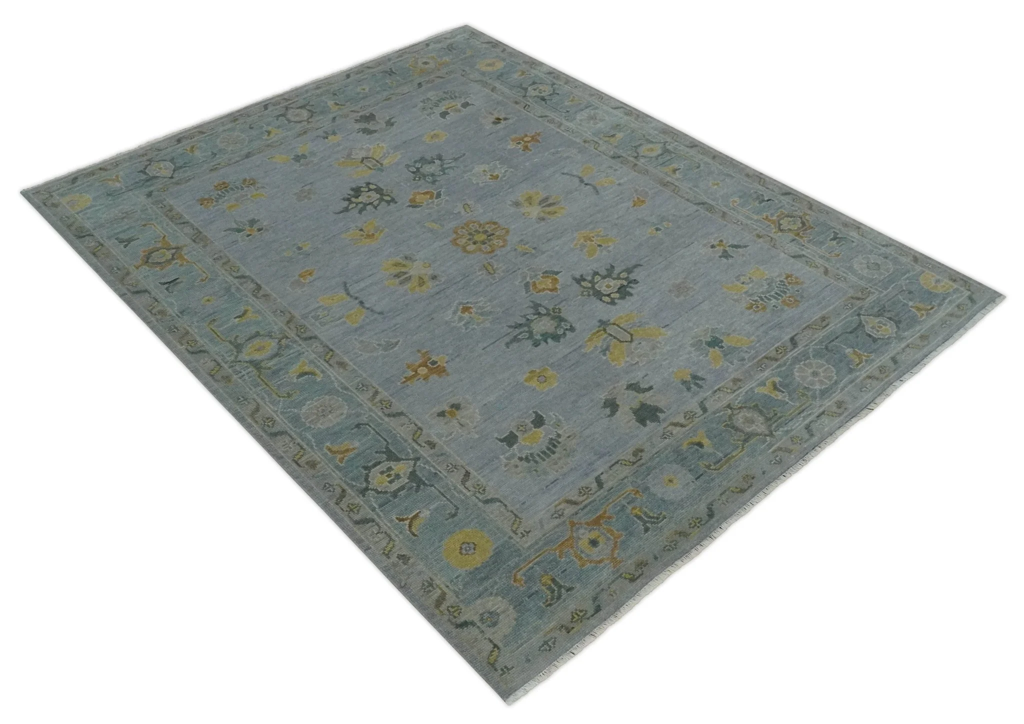 Antique Style Silver and Gray Traditional Hand knotted Oushak Custom Made wool Rug - Image 9