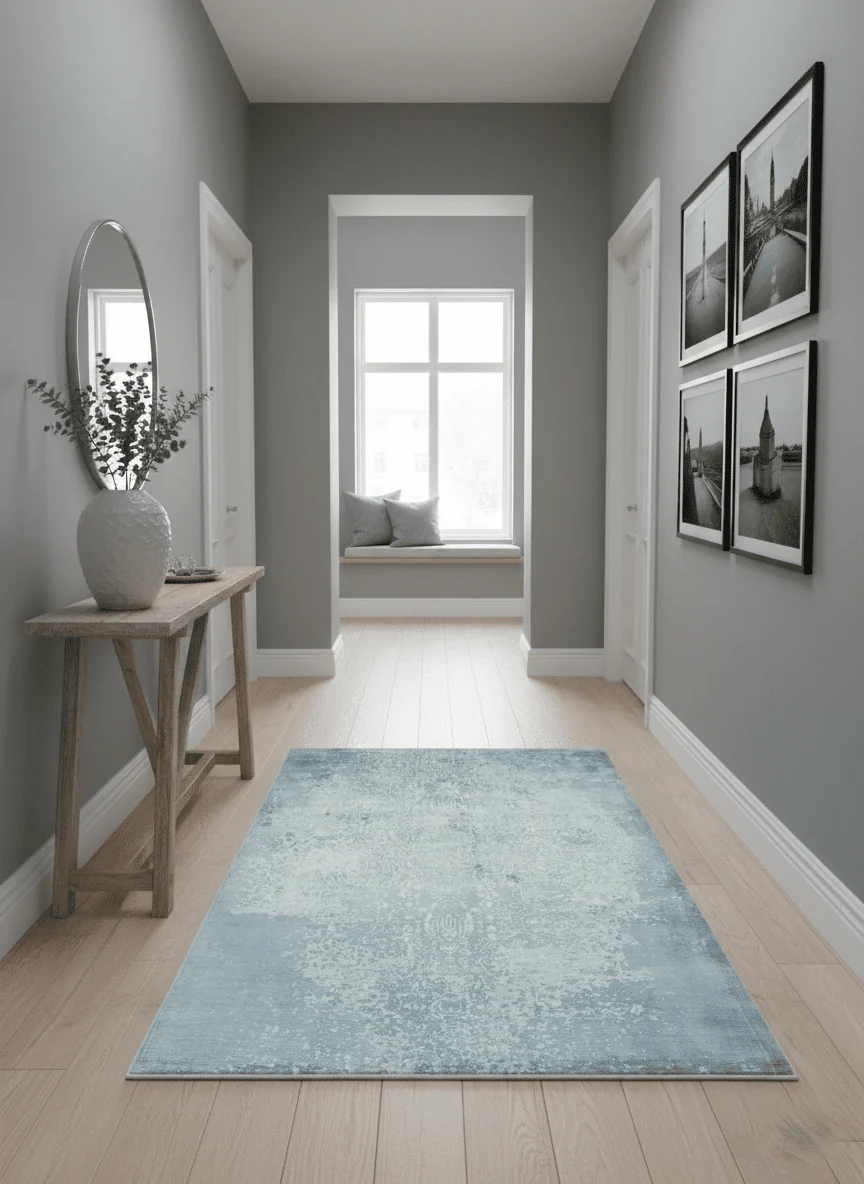 Premium Style Silver and Gray Traditional Medallion 5x8 Hand loom Viscose Area Rug - Image 2