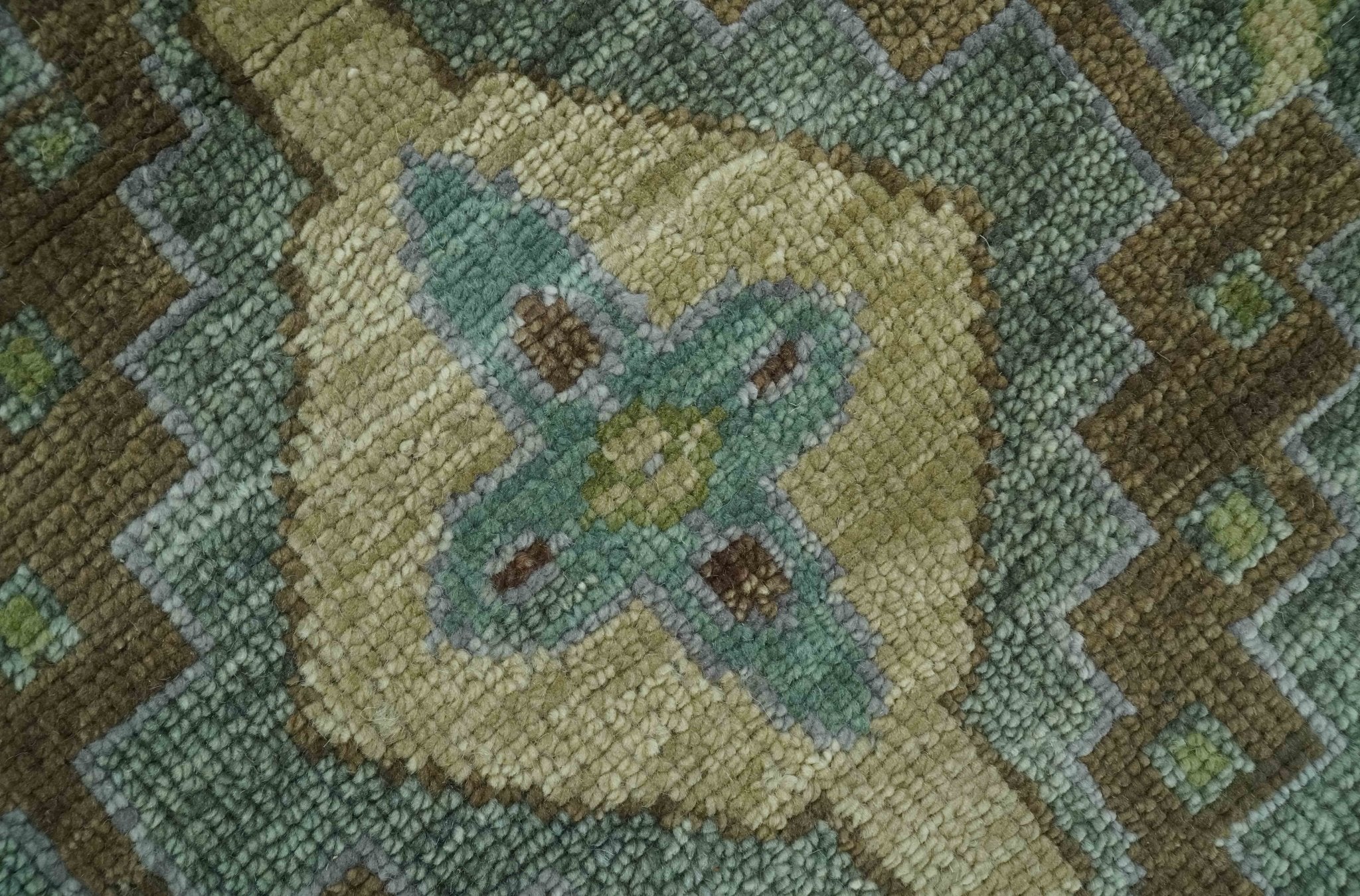 Green and Olive Hand Knotted Traditional Oushak Multi Size wool area rug - Image 4