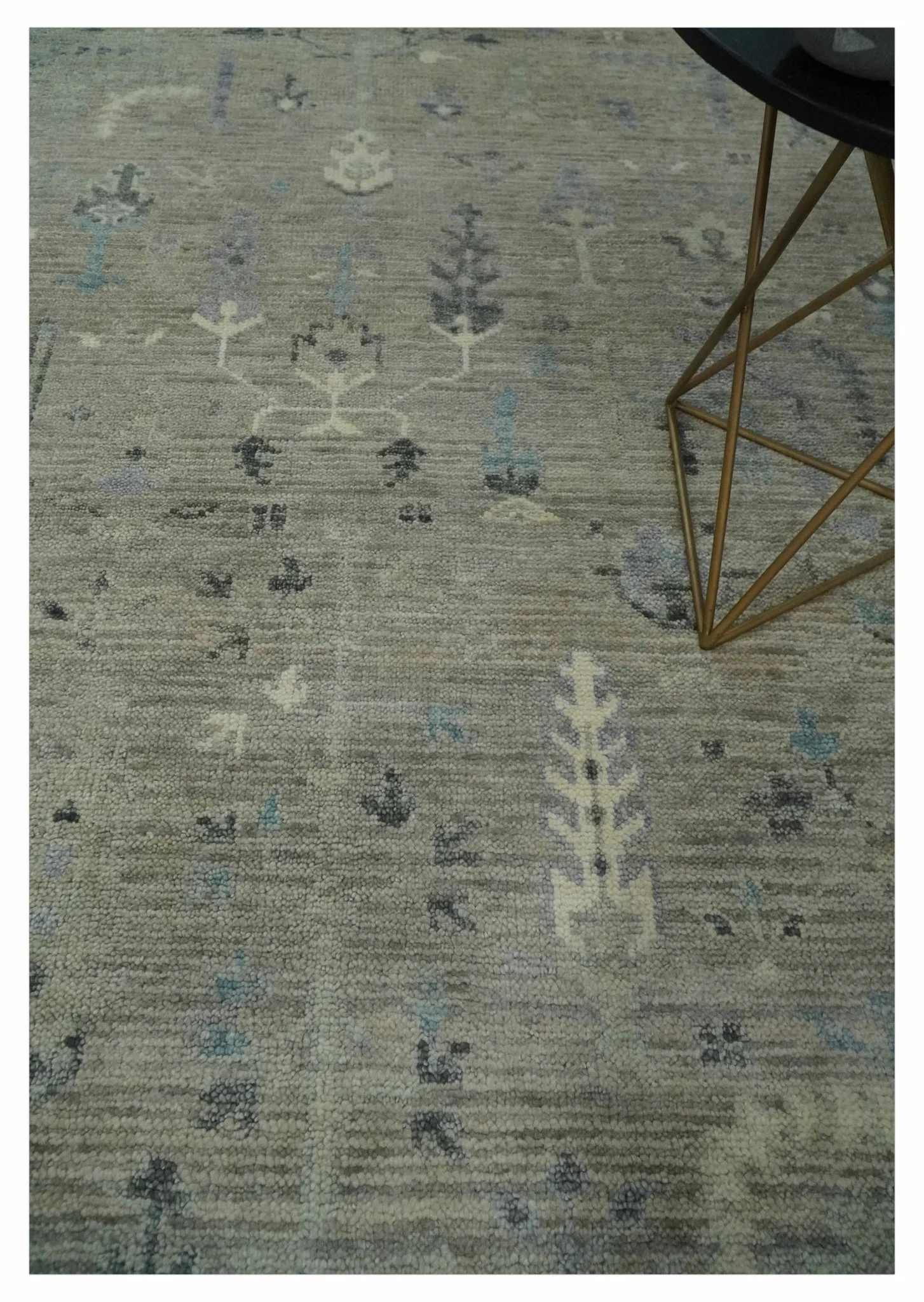 Silver and Olive 8x10 Antique Hand Knotted Turkish Design Area Rug - Image 2