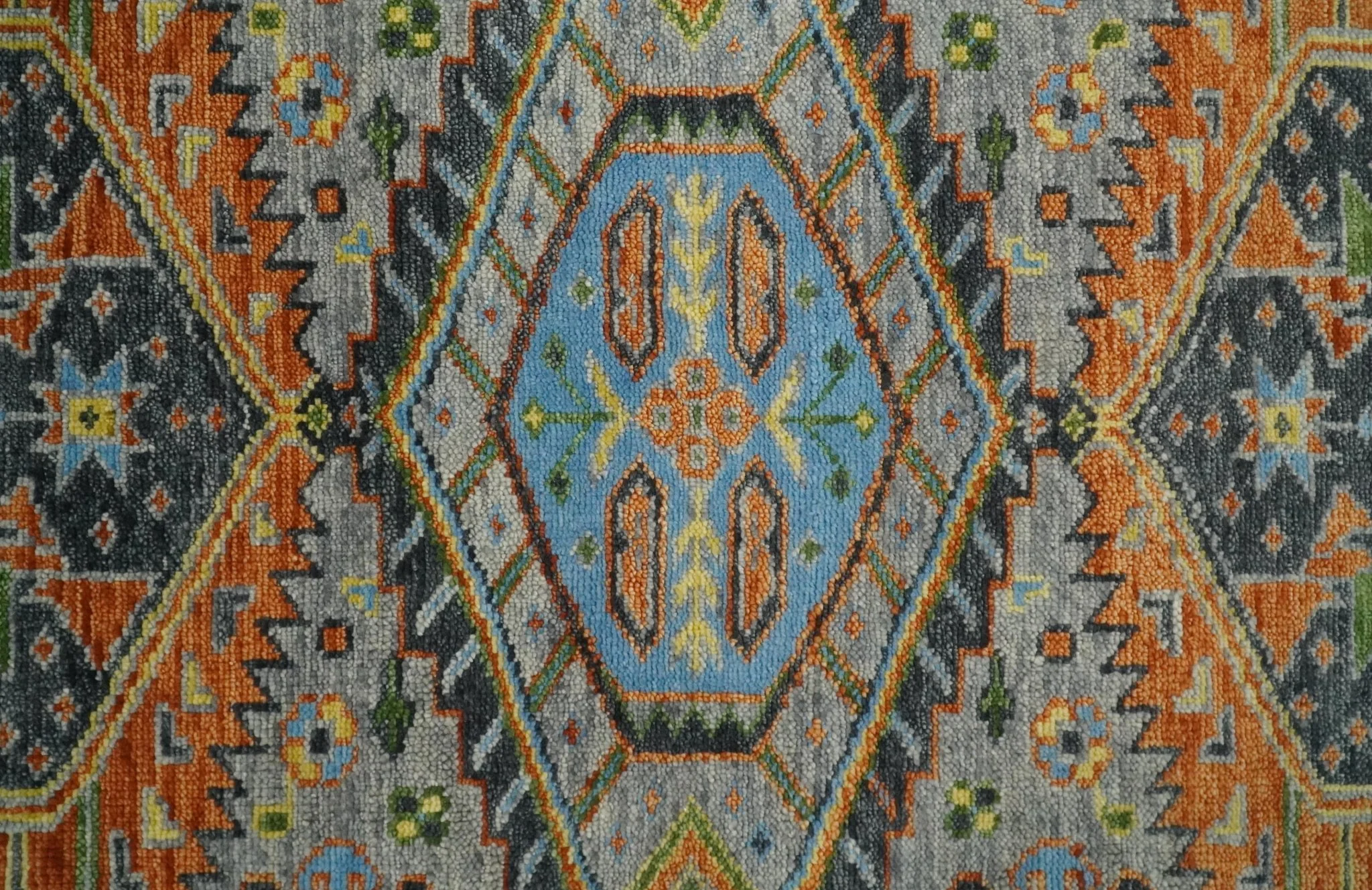 Silver and Rust Oriental Hand Knotted Traditional Living Room Custom made wool Area Rug - Image 12