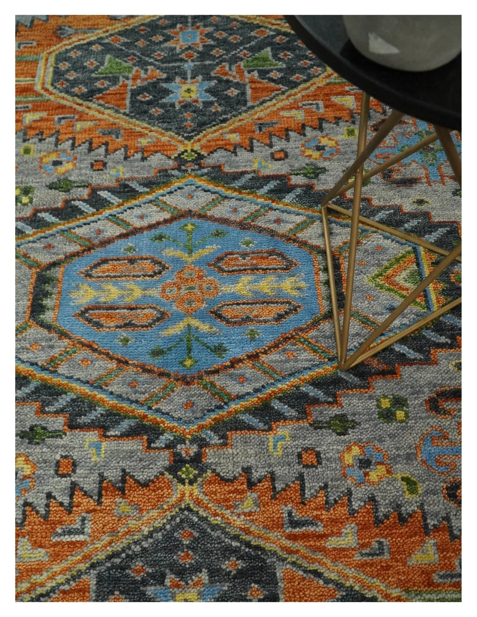Silver and Rust Oriental Hand Knotted Traditional Living Room Custom made wool Area Rug - Image 2
