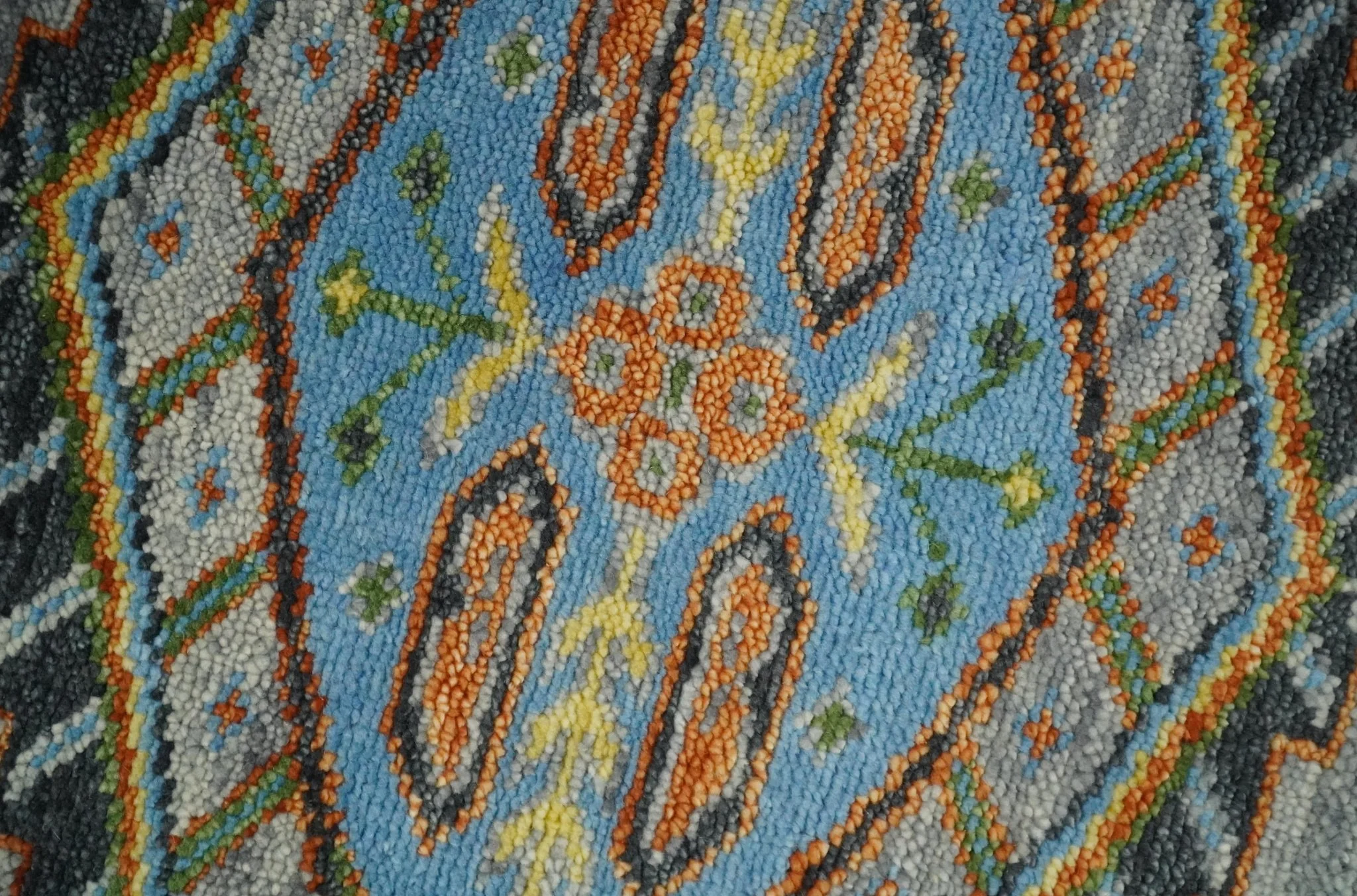 Silver and Rust Oriental Hand Knotted Traditional Living Room Custom made wool Area Rug - Image 4