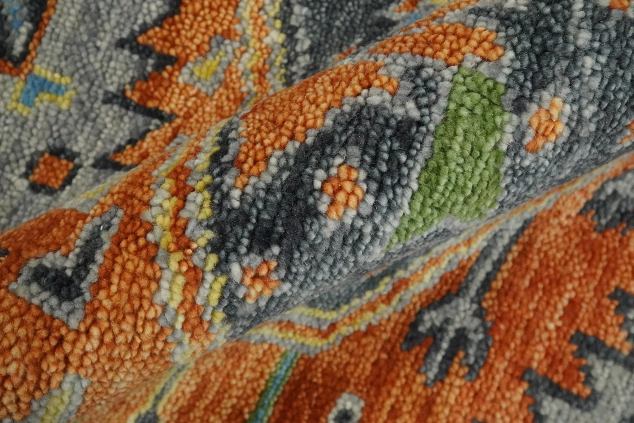 Silver and Rust Oriental Hand Knotted Traditional Living Room Custom made wool Area Rug - Image 8