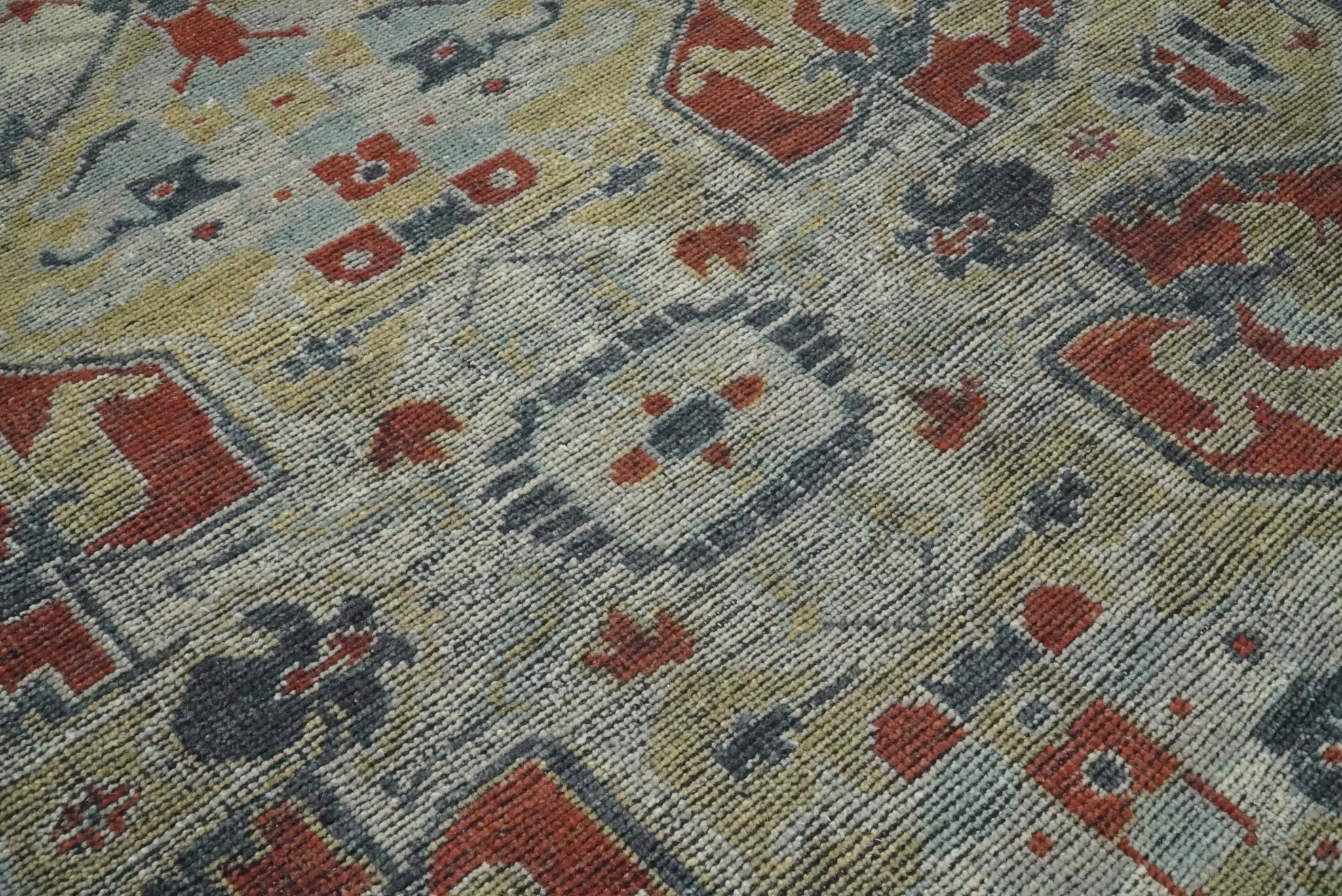 Vintage Style Distressed finished Silver, Beige and Brown Traditional Heriz Hand Knotted Multi Size wool Area Rug - Image 3