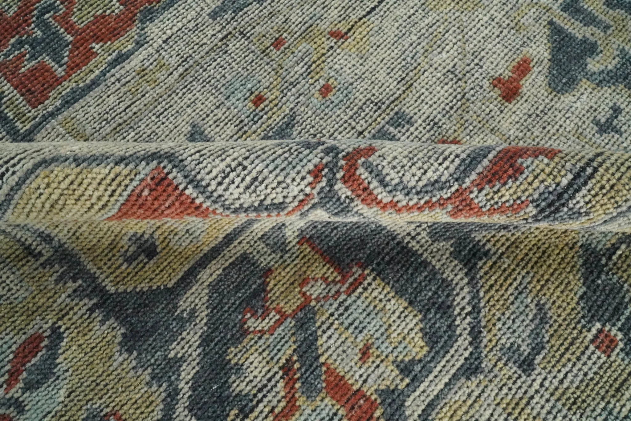 Vintage Style Distressed finished Silver, Beige and Brown Traditional Heriz Hand Knotted Multi Size wool Area Rug - Image 9