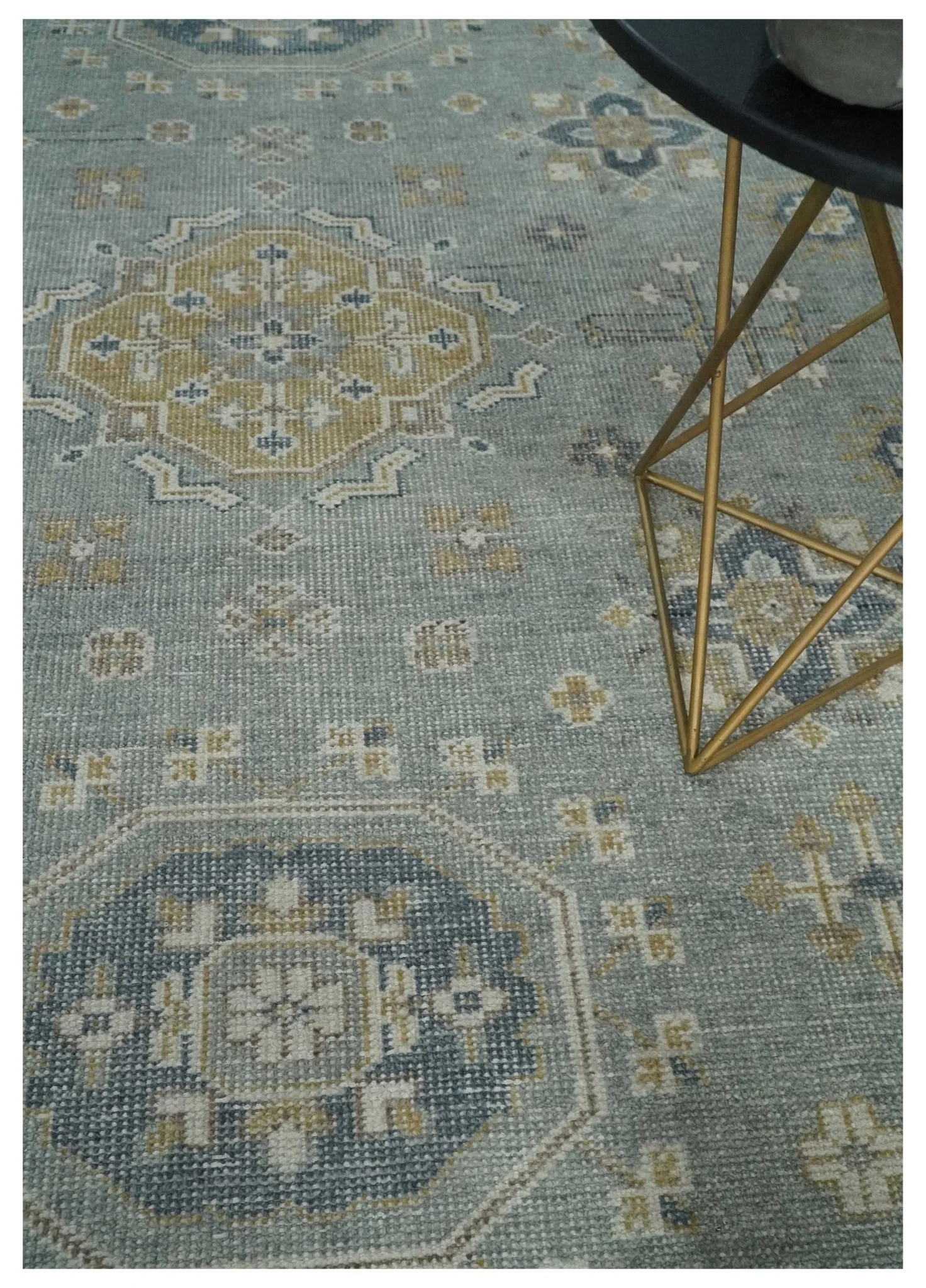 Custom Made Silver, Beige and Charcoal Traditional Hand knotted Mamluk design wool Area Rug - Image 2