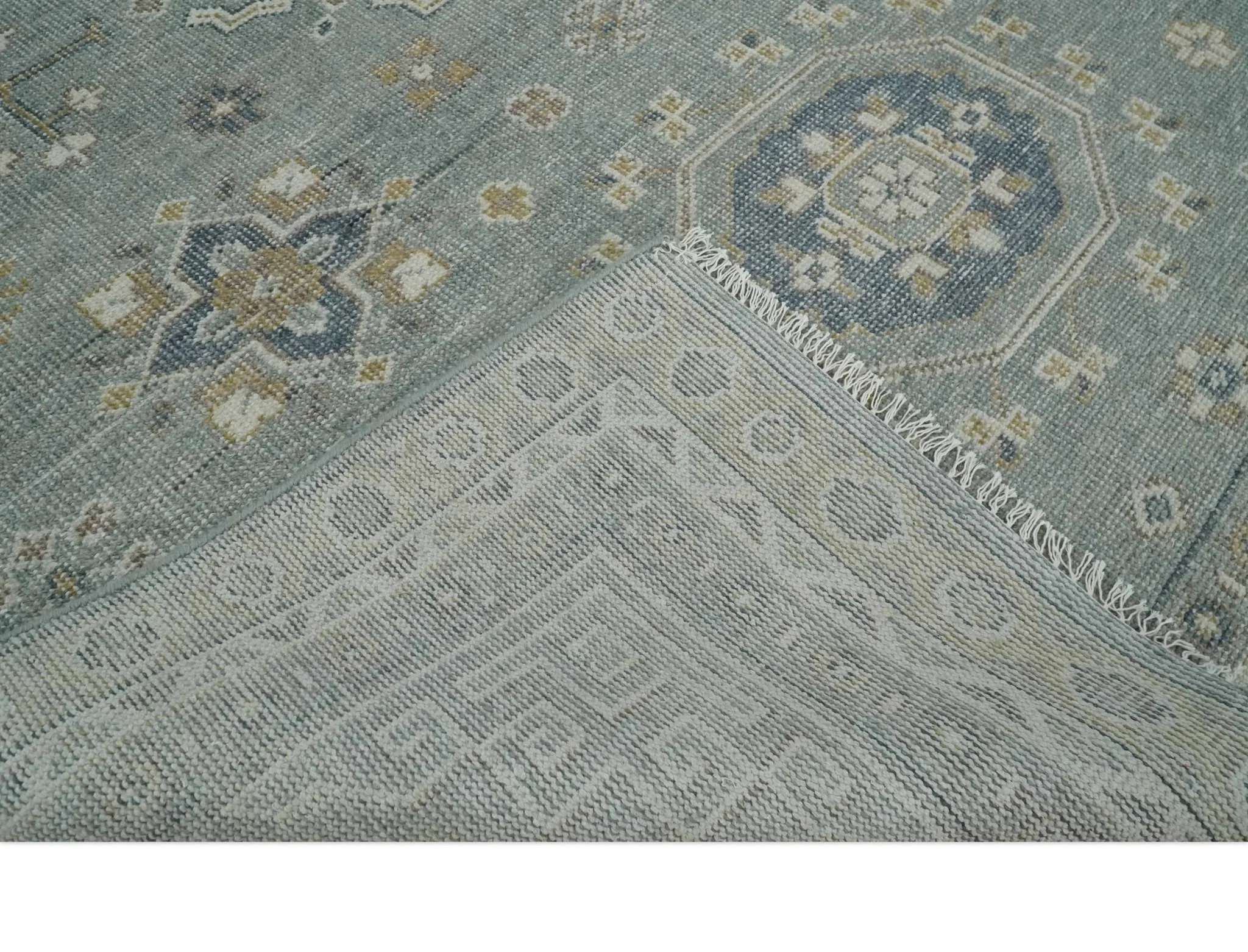 Custom Made Silver, Beige and Charcoal Traditional Hand knotted Mamluk design wool Area Rug - Image 6