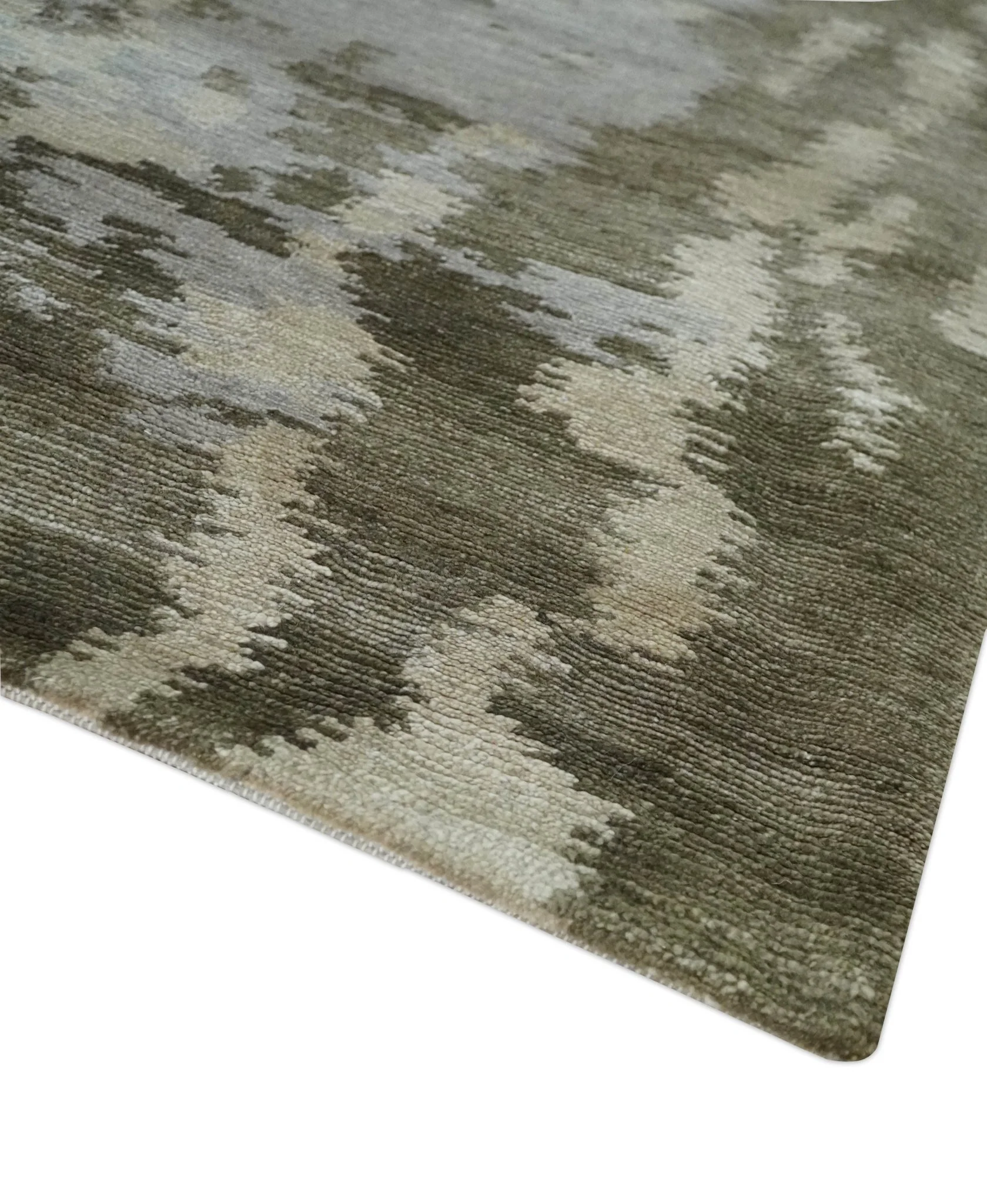 Silver, Beige and Gray Modern Abstract Hand knotted 6x9 Bamboo Silk Area Rug - Image 6