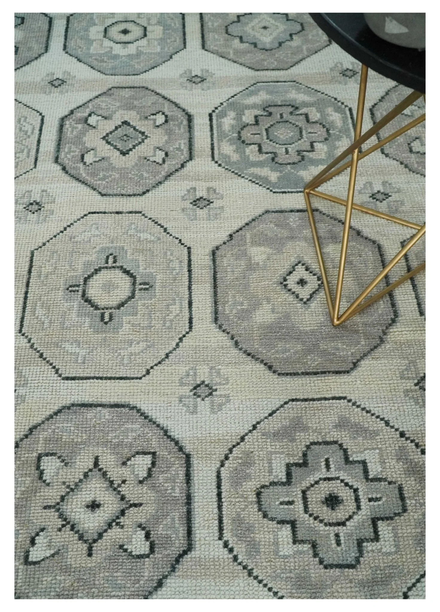 Custom Made Hand Knotted Turkish Silver, Beige and Gray Traditional Antique Low Pile Area Rug - Image 2