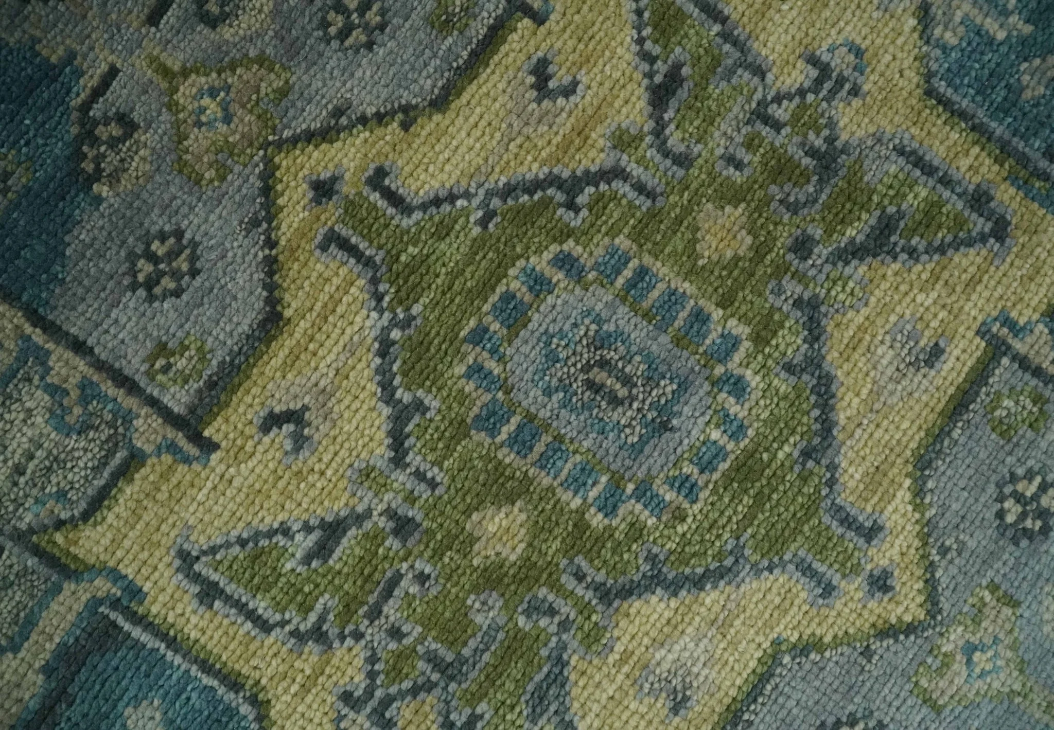 Custom Made Silver, Moss Green and Blue Heriz Traditional wool Area Rug - Image 5