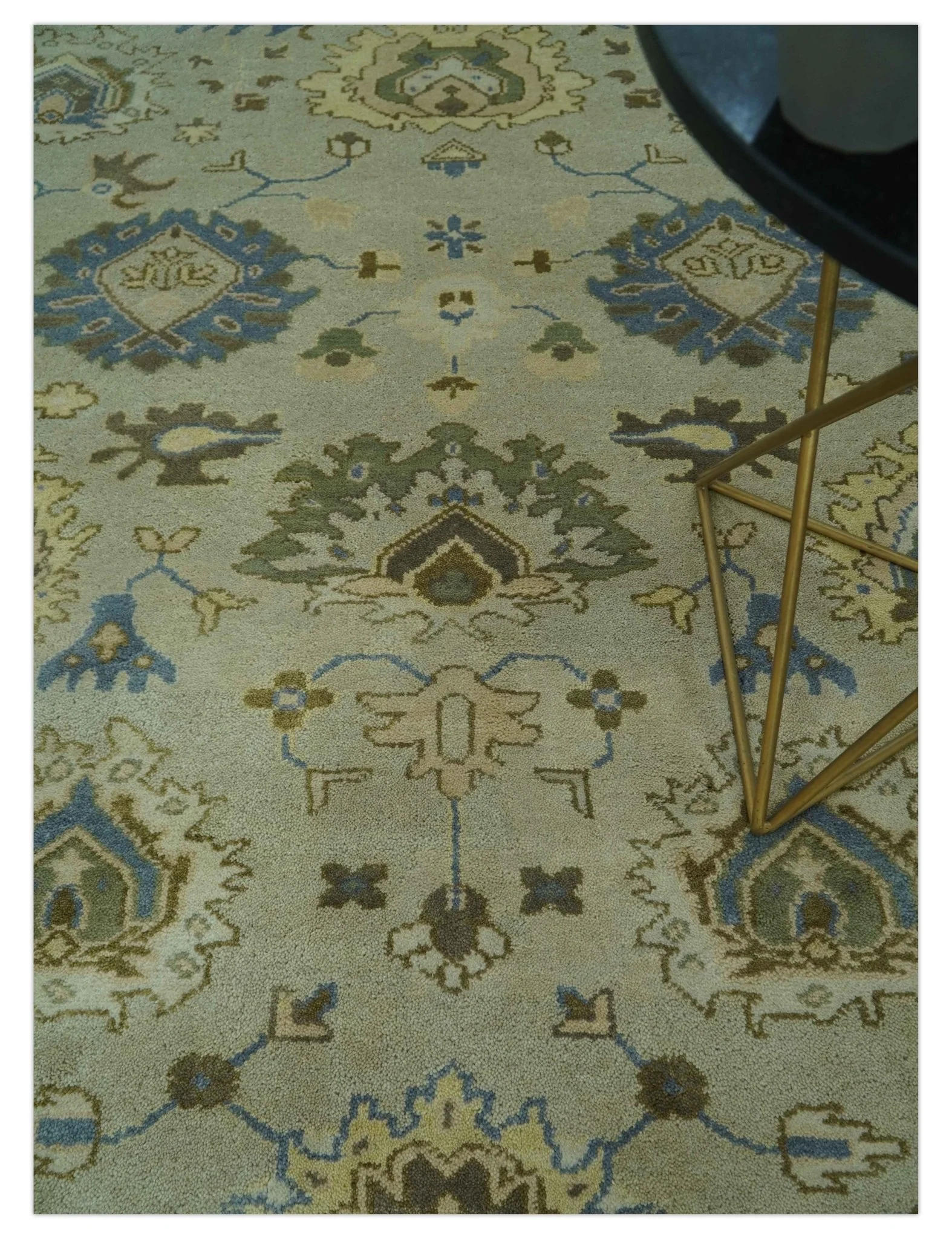 Antique Style Silver, Blue and Green 8x10 Hand Knotted Traditional Oushak wool area rug - Image 2