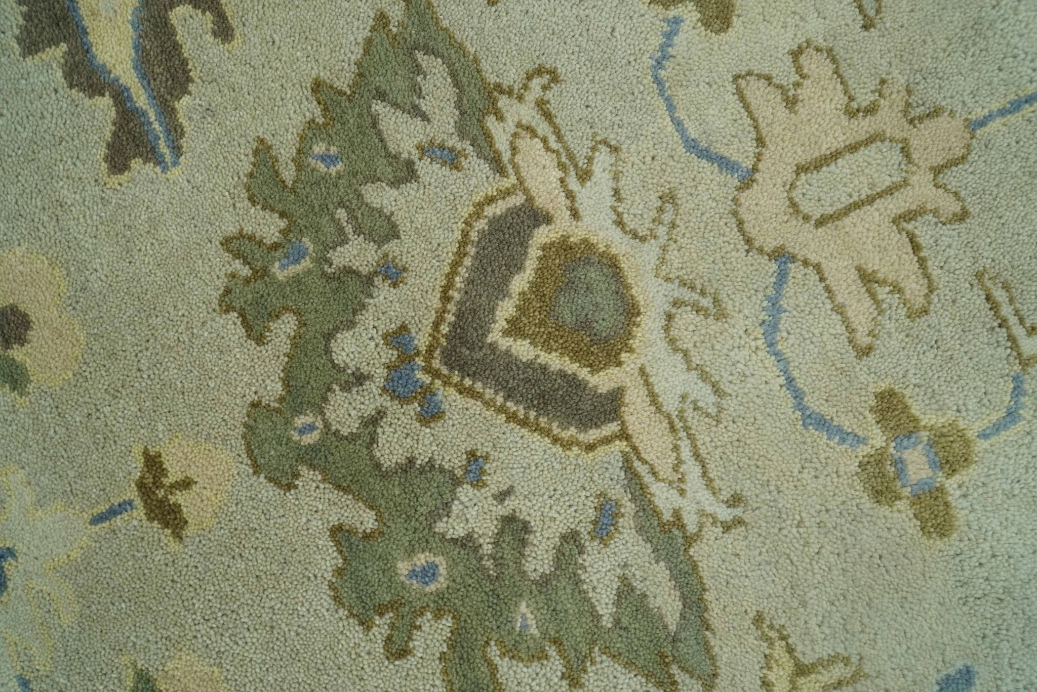 Antique Style Silver, Blue and Green 8x10 Hand Knotted Traditional Oushak wool area rug - Image 4