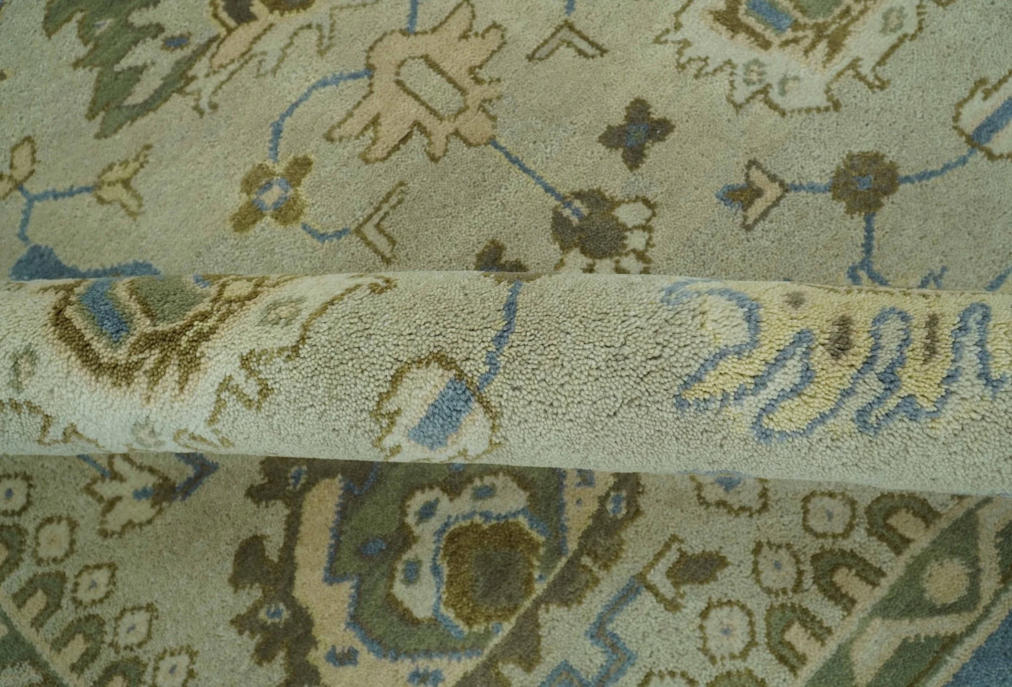 Antique Style Silver, Blue and Green 8x10 Hand Knotted Traditional Oushak wool area rug - Image 6