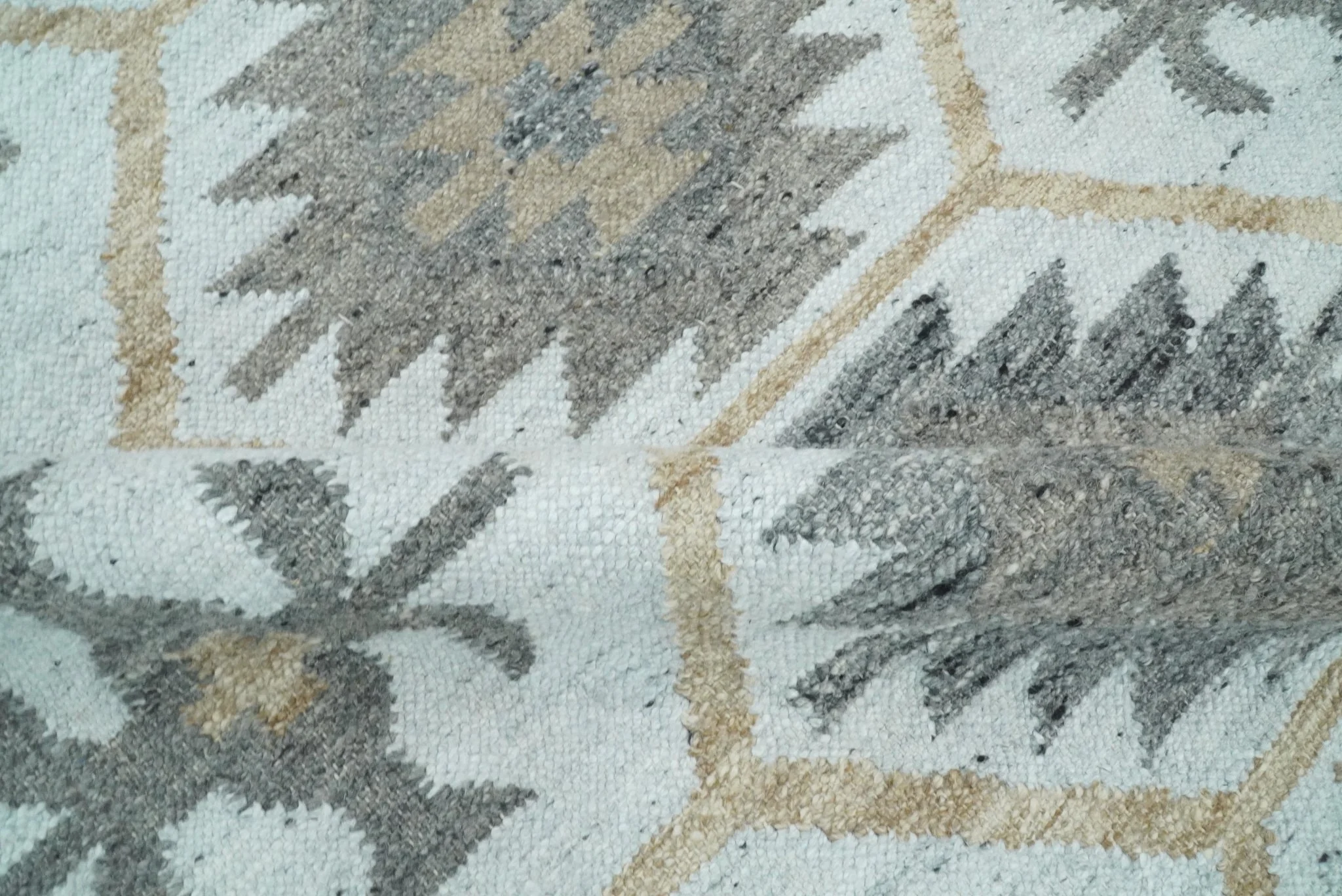 Silver, Brown and Gray Kilim Rug made with Fine wool and Viscose | SE4 - Image 7
