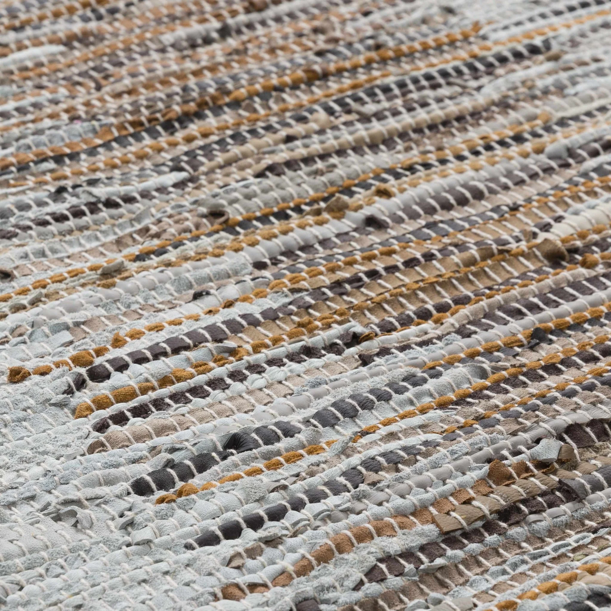 Hand Woven Modern Abstract Silver, Camel, Brown and Charcoal leather Wall Hanging, Perfect for Home decor - Image 2