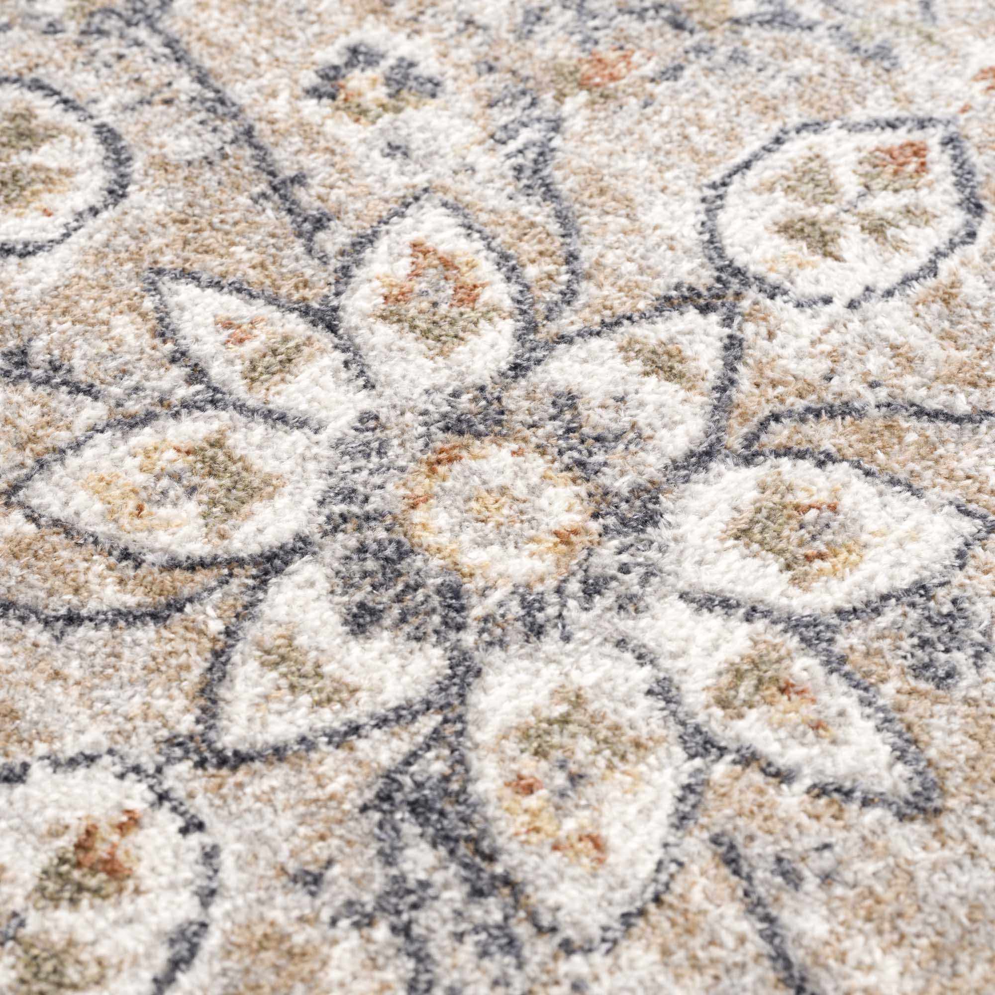Silver, Charcoal and Beige Medallion Traditional Design Washable Area Rug - Image 12