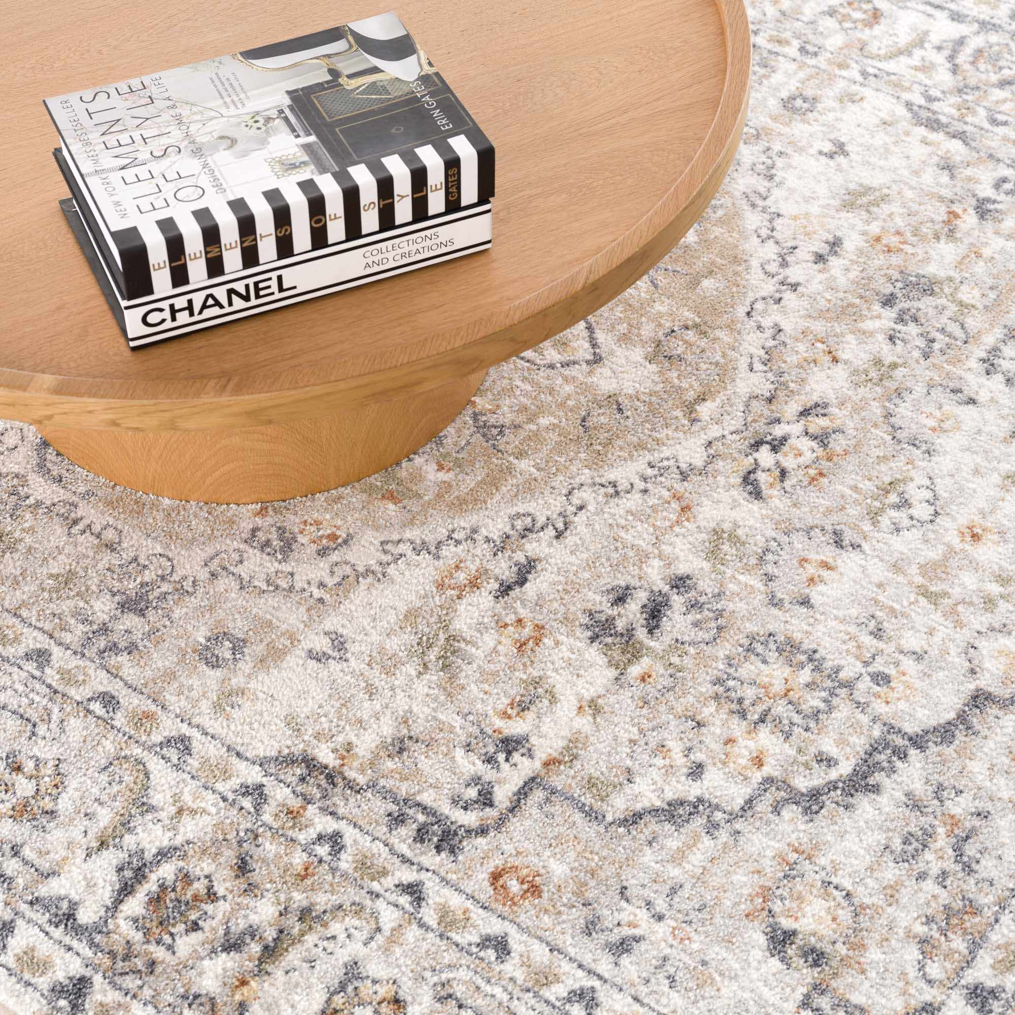 Silver, Charcoal and Beige Medallion Traditional Design Washable Area Rug - Image 13