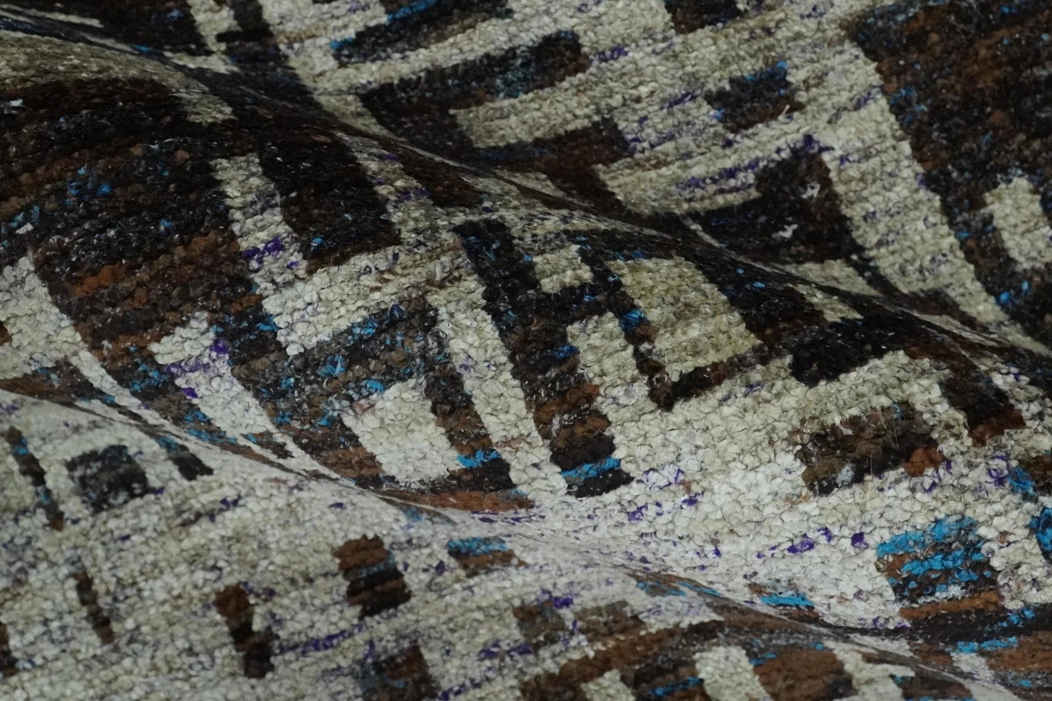 5x8 and 9x12 Hand Knotted Silver, Charcoal and Brown Modern Abstract Contemporary Recycled Silk Area Rug | OP29 - Image 7