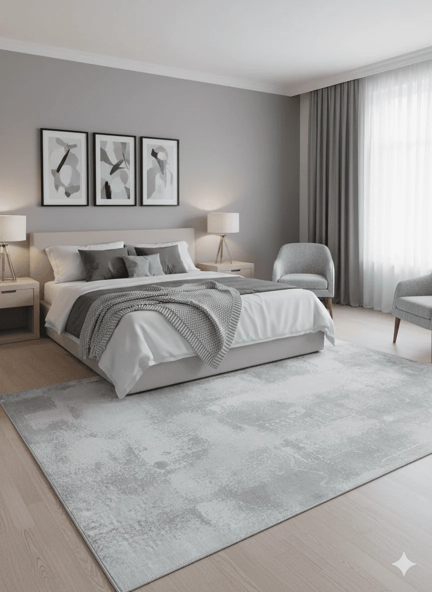 Silver, Charcoal and Ivory Modern Abstract 5x8 Hand loom viscose Area Rug - Image 2