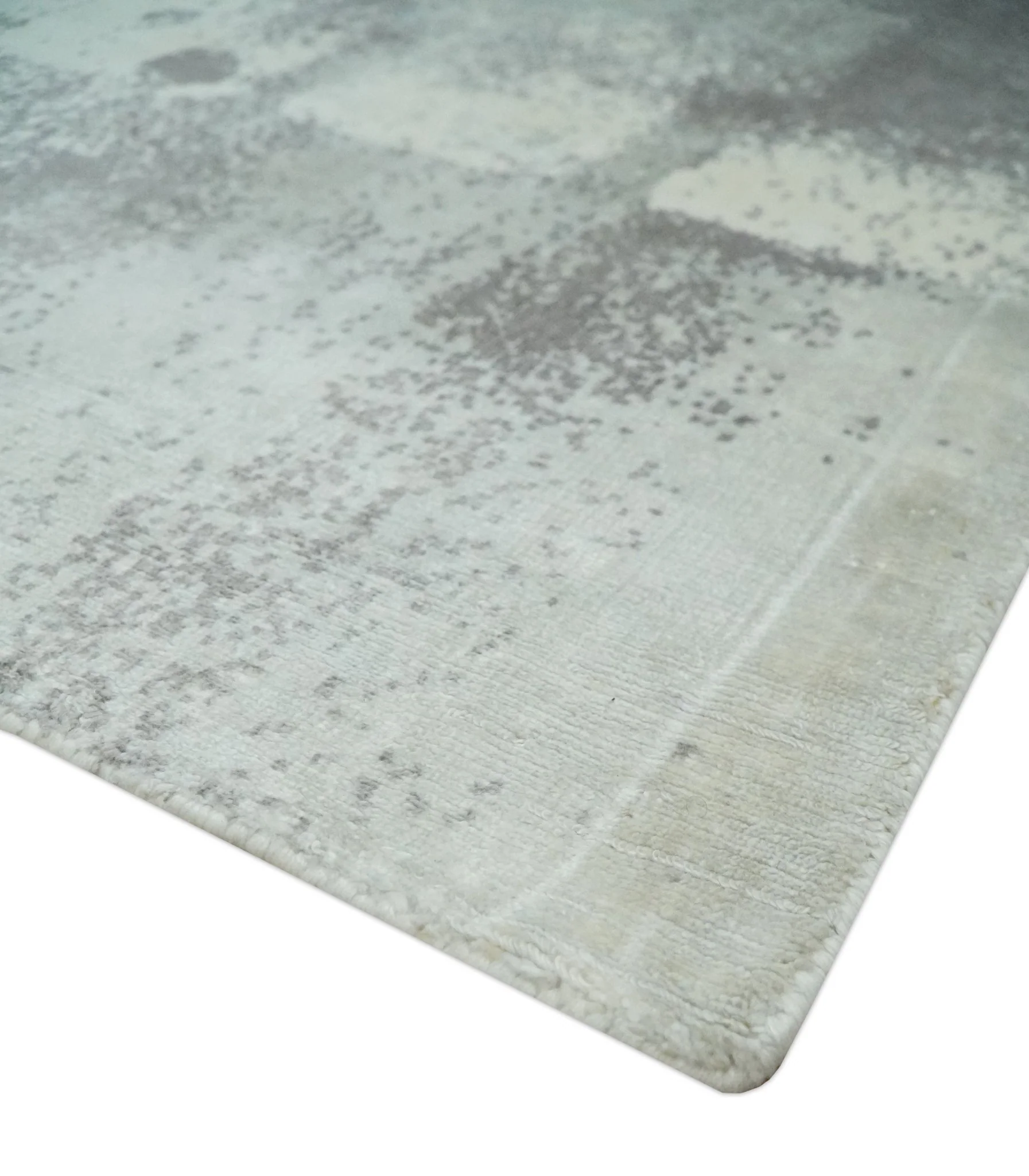 Silver, Charcoal and Ivory Modern Abstract 5x8 Hand loom viscose Area Rug - Image 6
