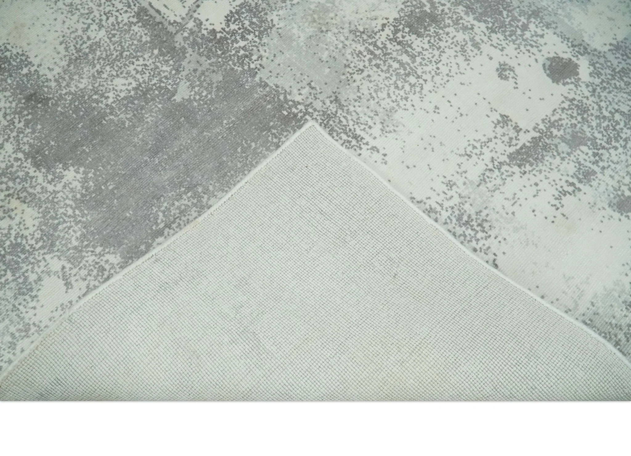Silver, Charcoal and Ivory Modern Abstract 5x8 Hand loom viscose Area Rug - Image 8