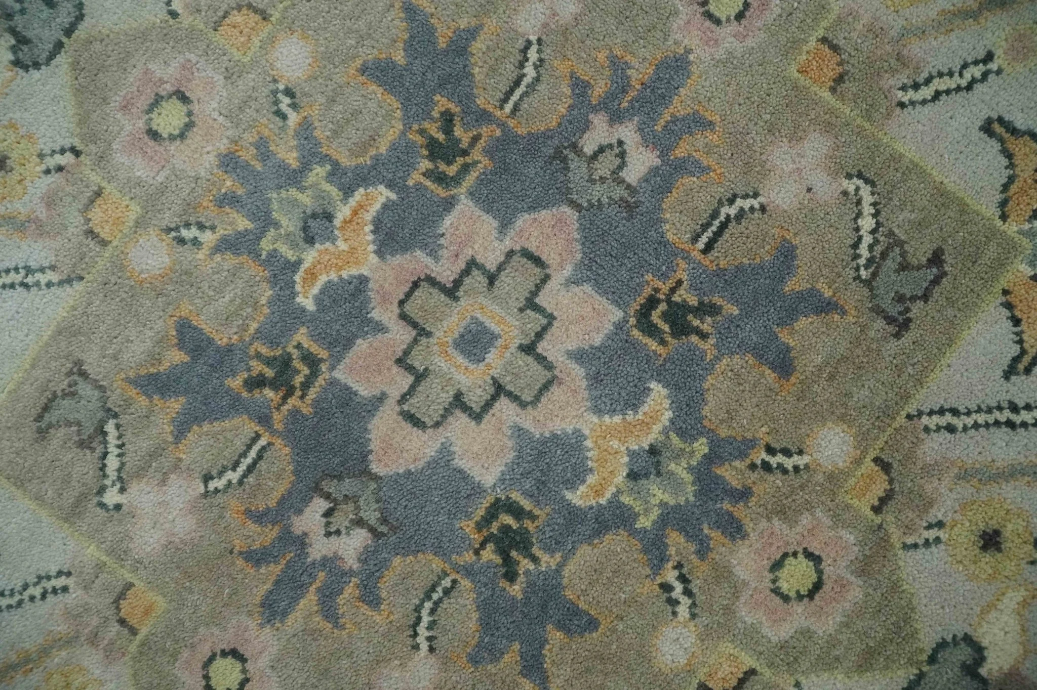 9x12 Hand Knotted Gray, Charcoal and Olive Traditional Wool Rug - Image 4