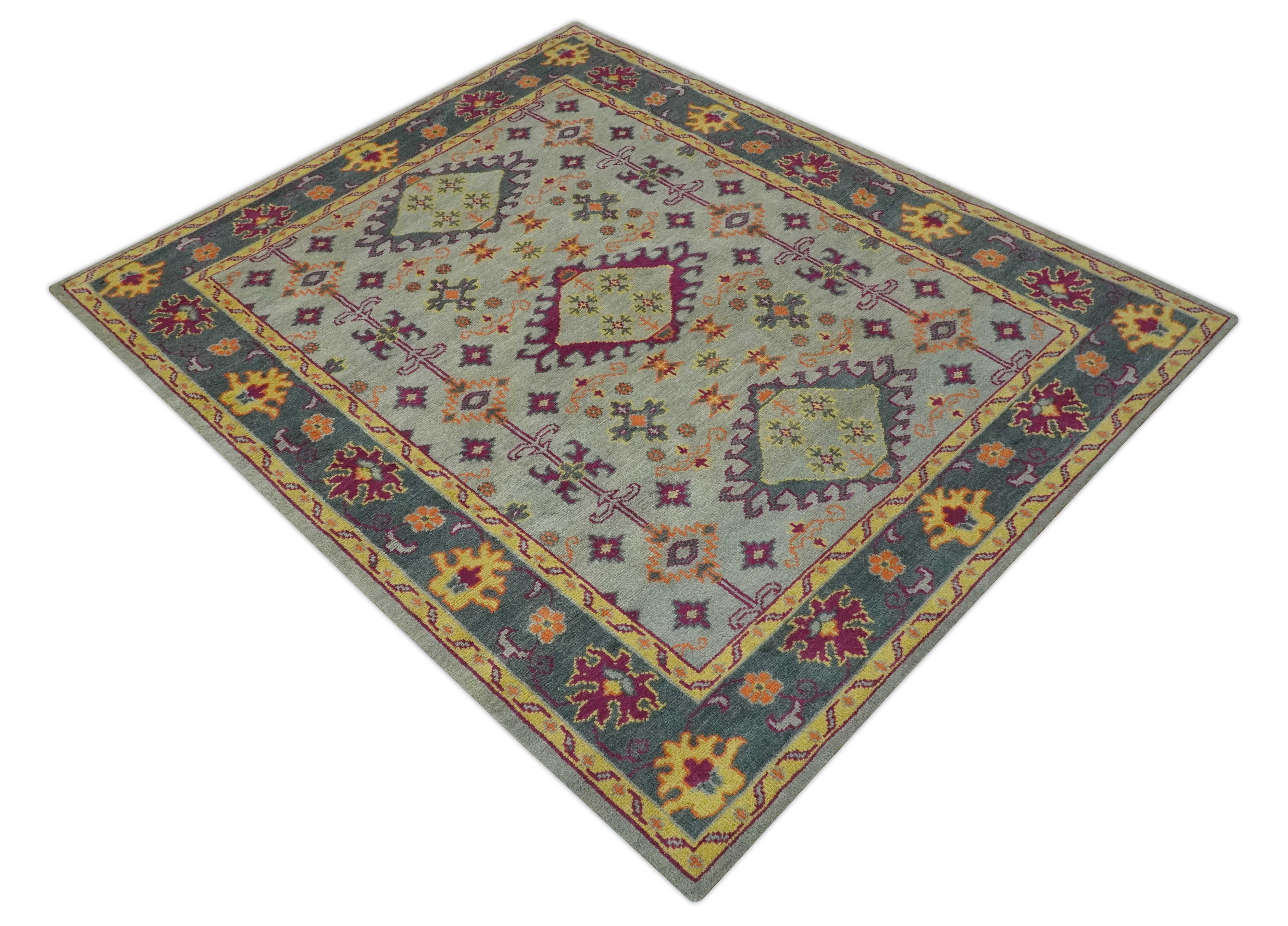 Custom Made Silver, Charcoal and Purple Traditional Oriental Hand Knotted wool Rug - Image 10