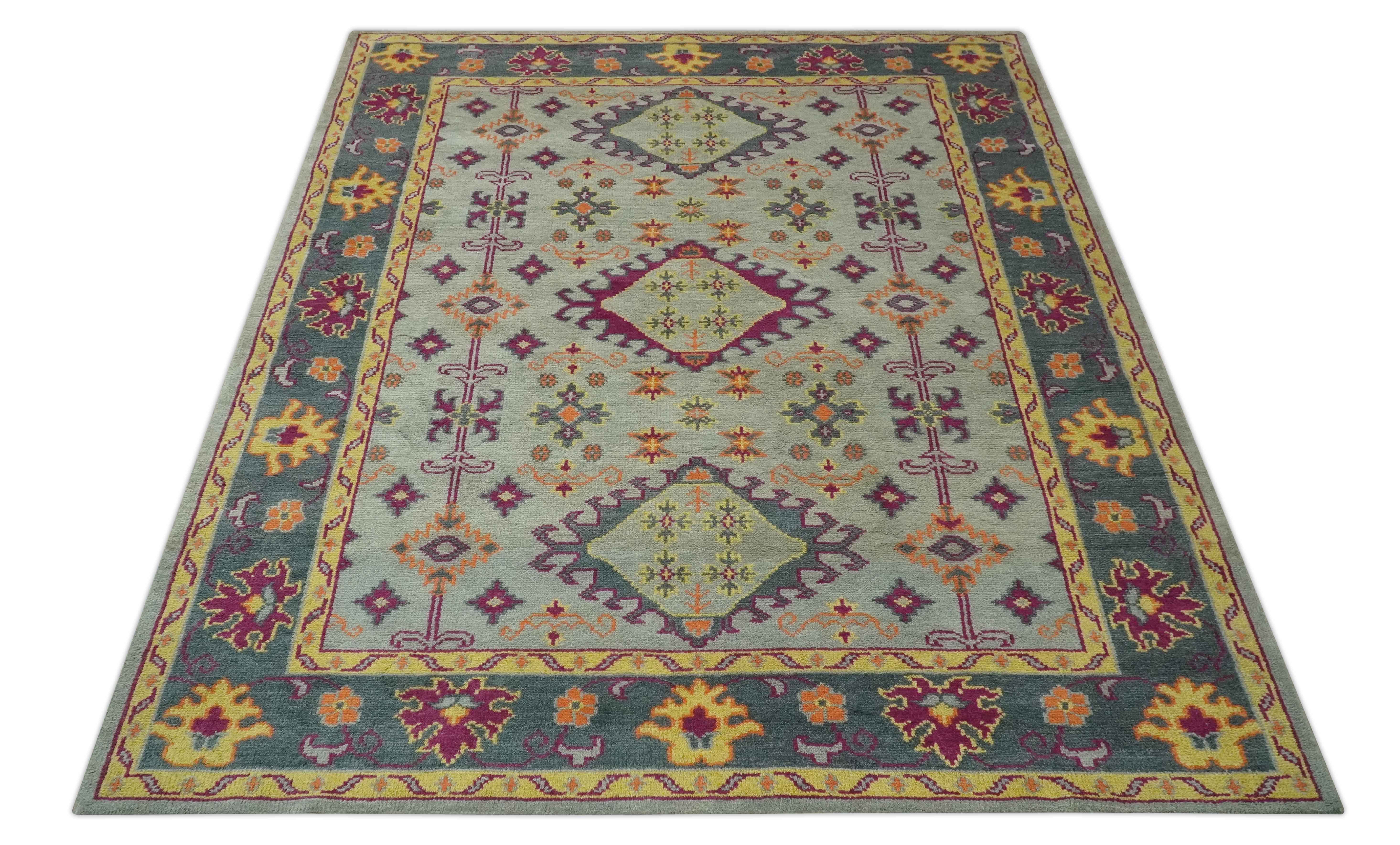 Custom Made Silver, Charcoal and Purple Traditional Oriental Hand Knotted wool Rug - Image 11