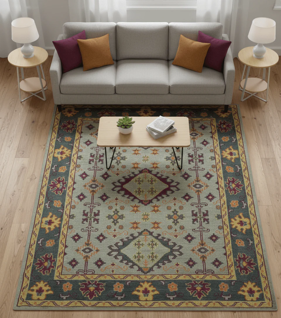 Custom Made Silver, Charcoal and Purple Traditional Oriental Hand Knotted wool Rug - Image 2