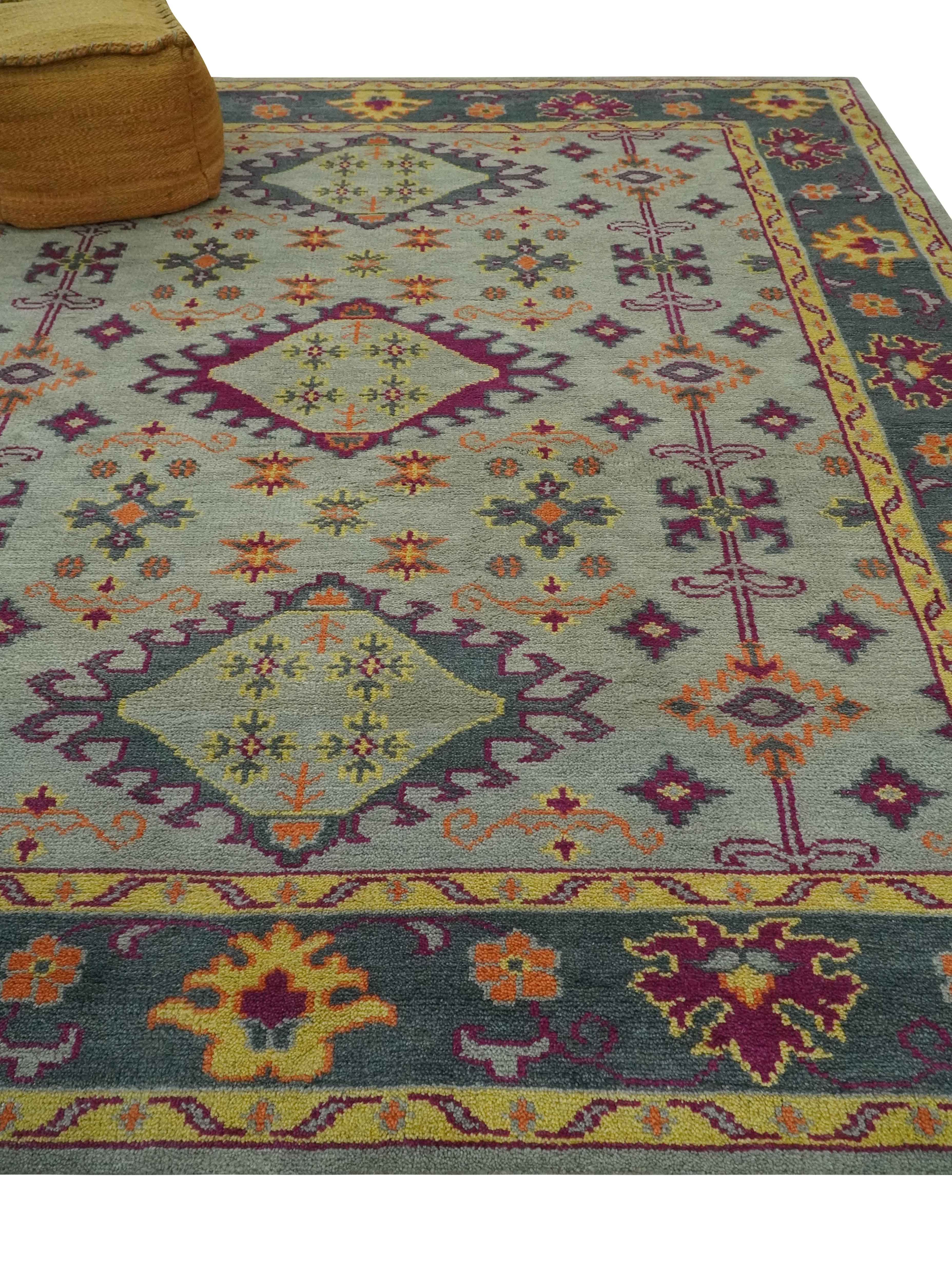 Custom Made Silver, Charcoal and Purple Traditional Oriental Hand Knotted wool Rug - Image 4