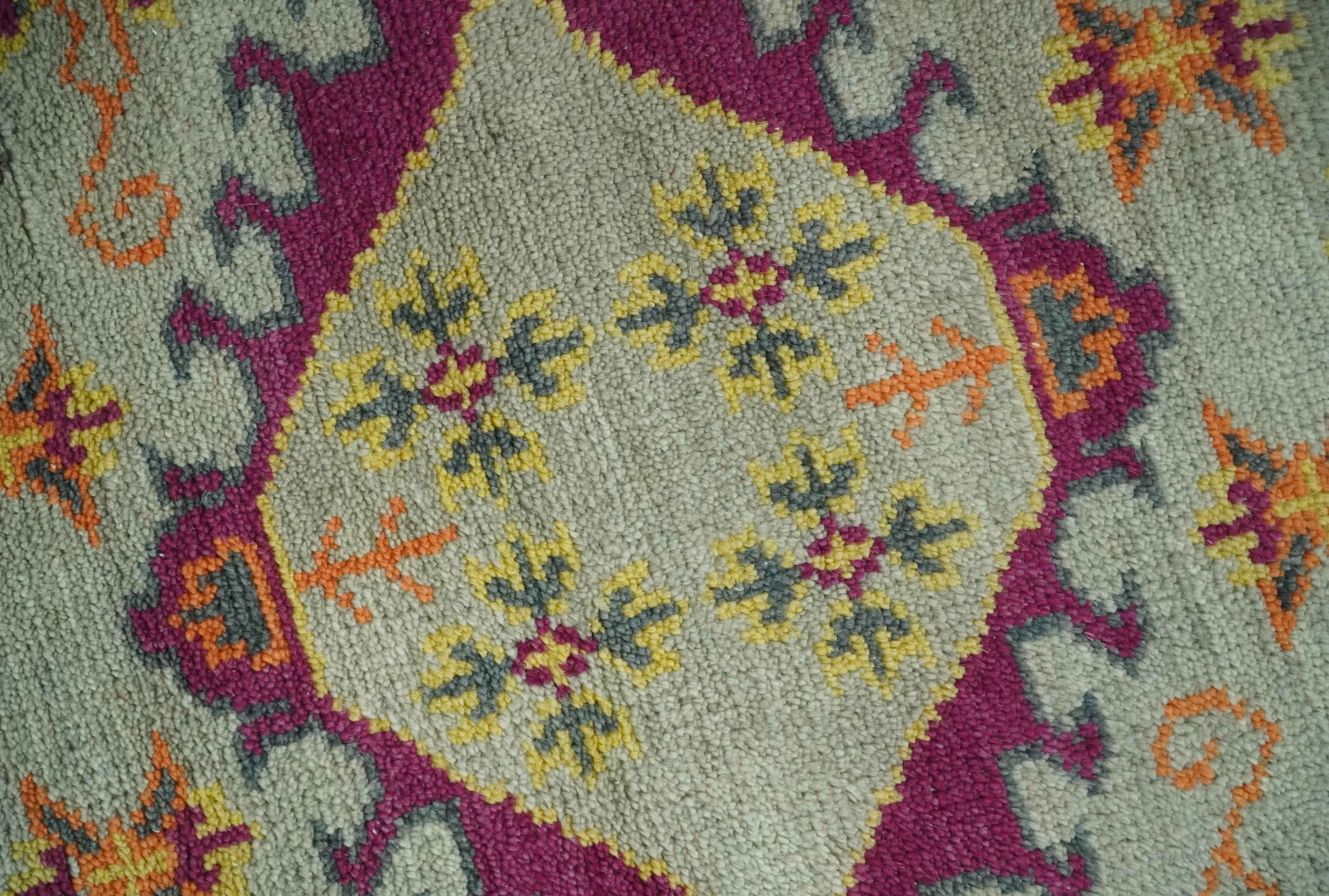 Custom Made Silver, Charcoal and Purple Traditional Oriental Hand Knotted wool Rug - Image 5