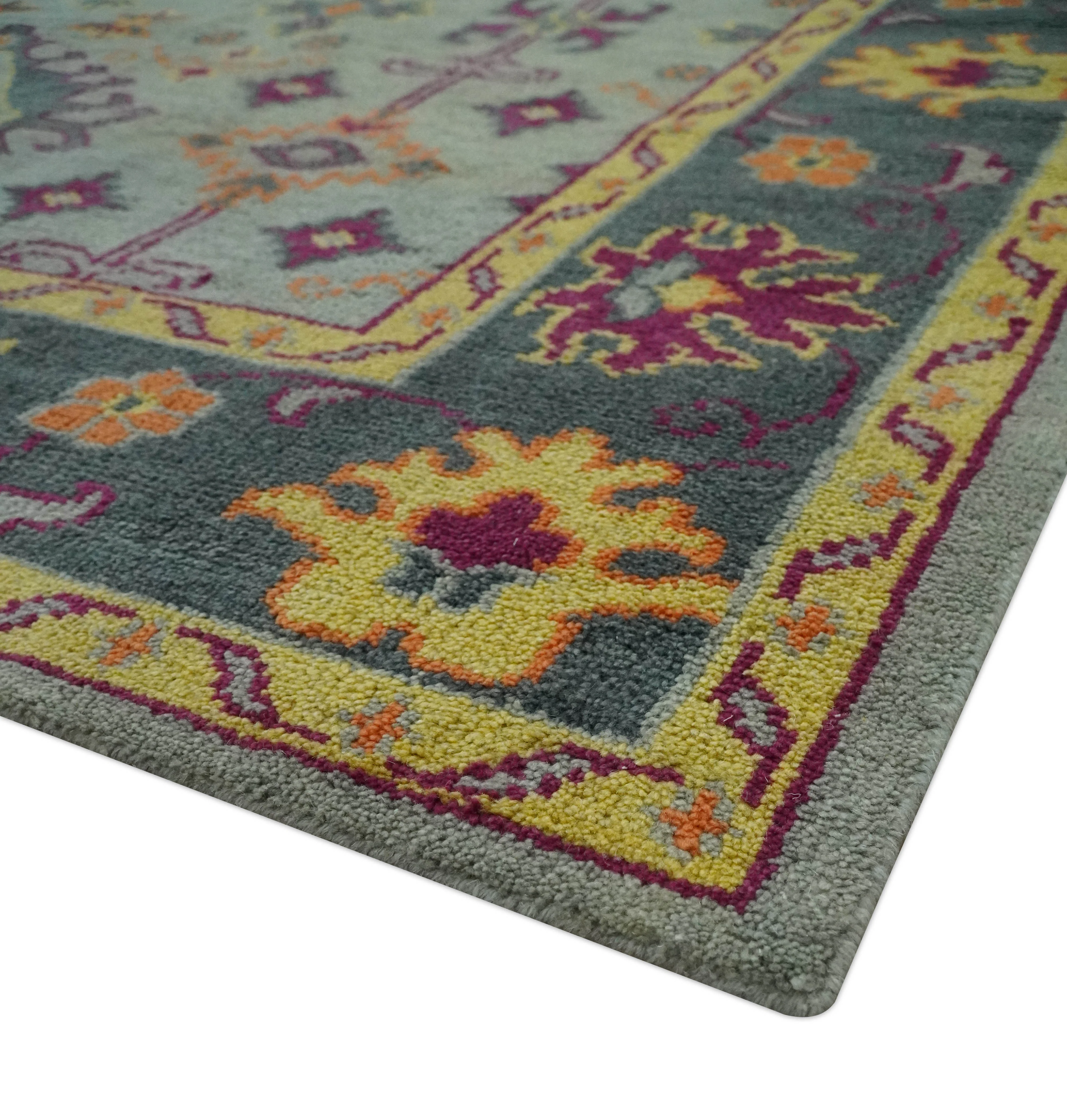 Custom Made Silver, Charcoal and Purple Traditional Oriental Hand Knotted wool Rug - Image 6