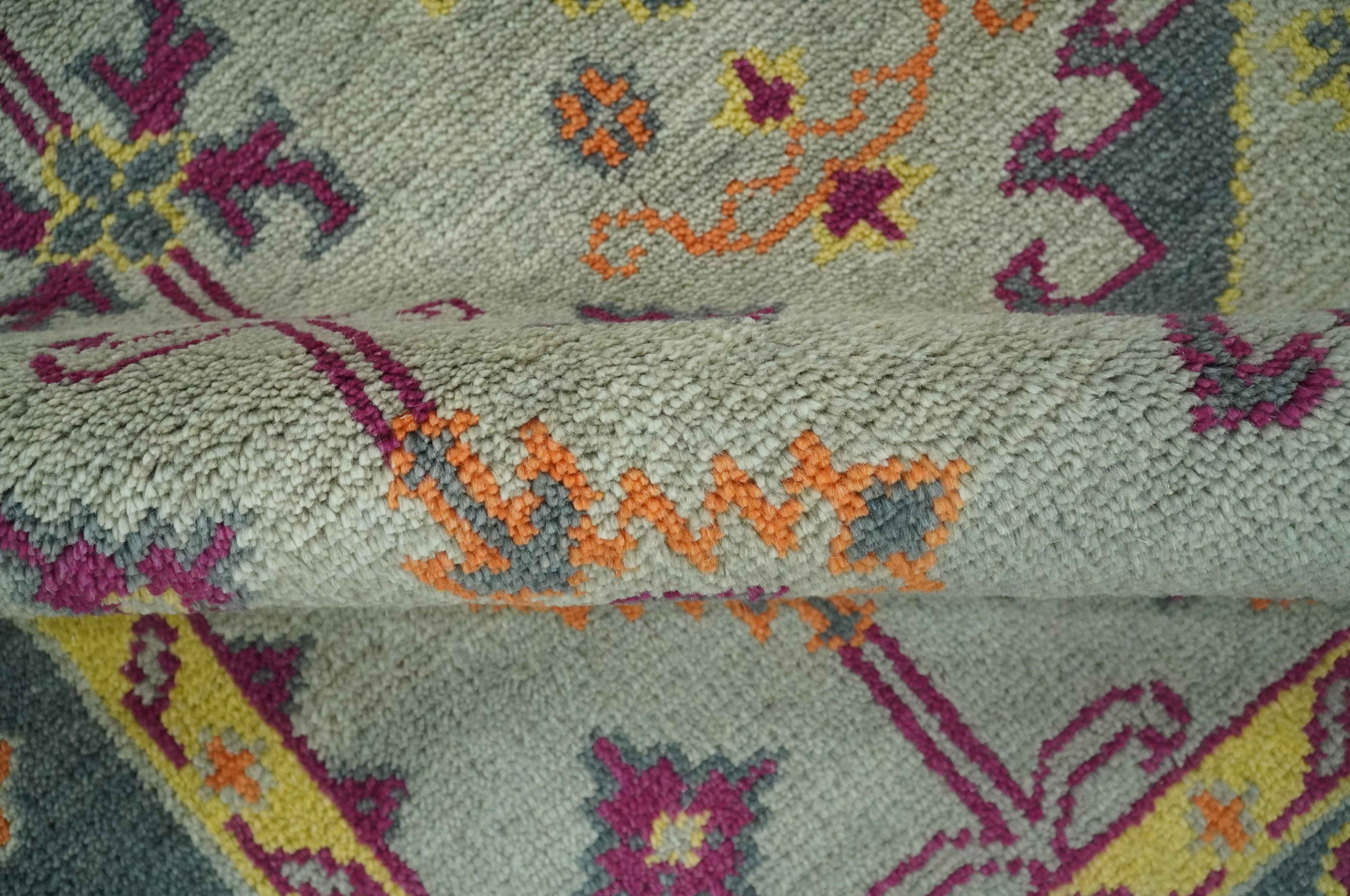 Custom Made Silver, Charcoal and Purple Traditional Oriental Hand Knotted wool Rug - Image 7