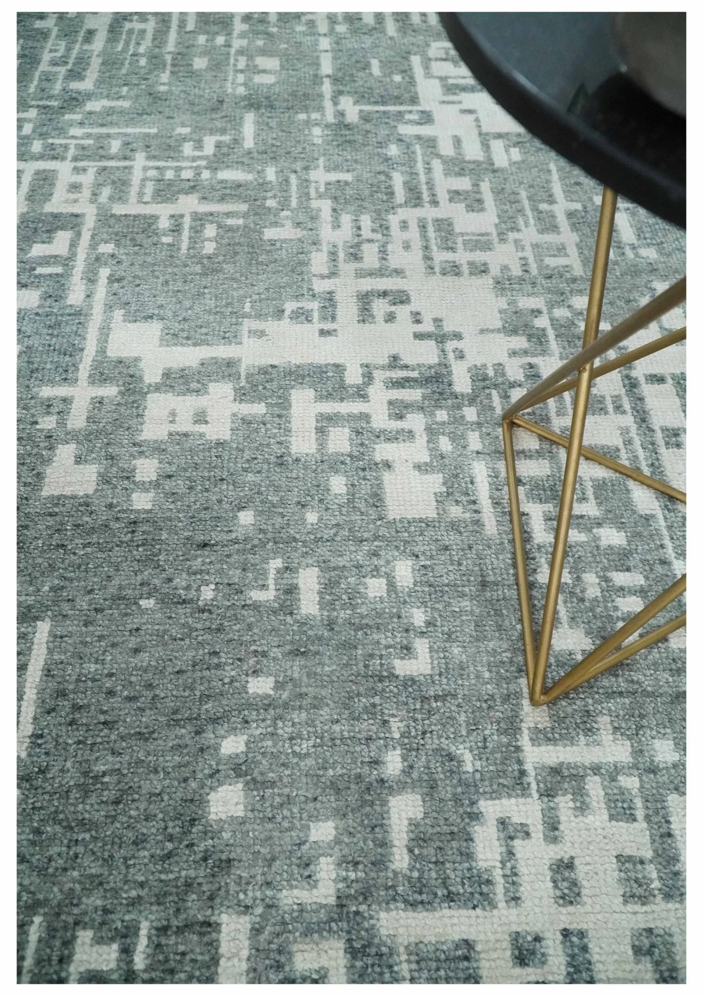5x8 Hand Knotted Silver, Charcoal and Ivory Modern Abstract Contemporary Recycled Silk Area Rug - Image 2