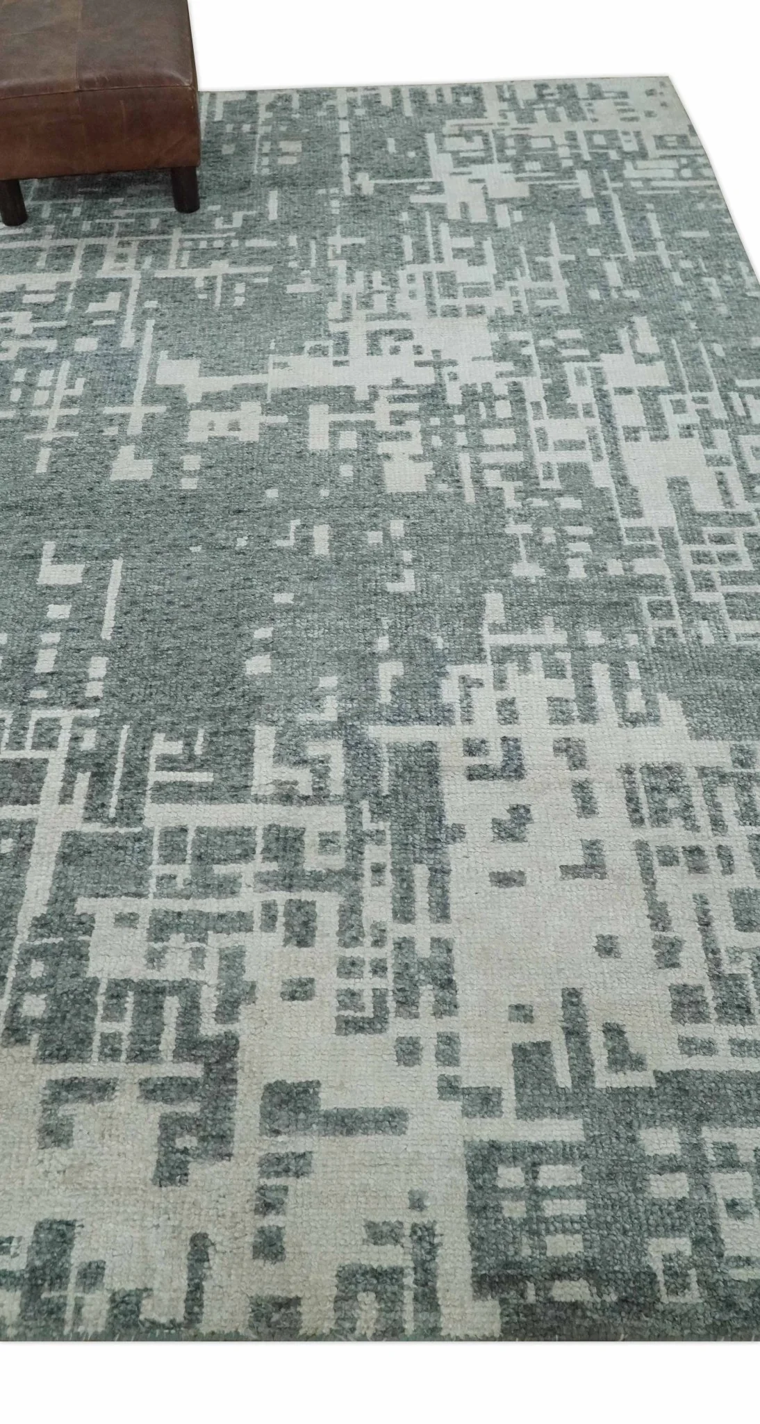 5x8 Hand Knotted Silver, Charcoal and Ivory Modern Abstract Contemporary Recycled Silk Area Rug - Image 3