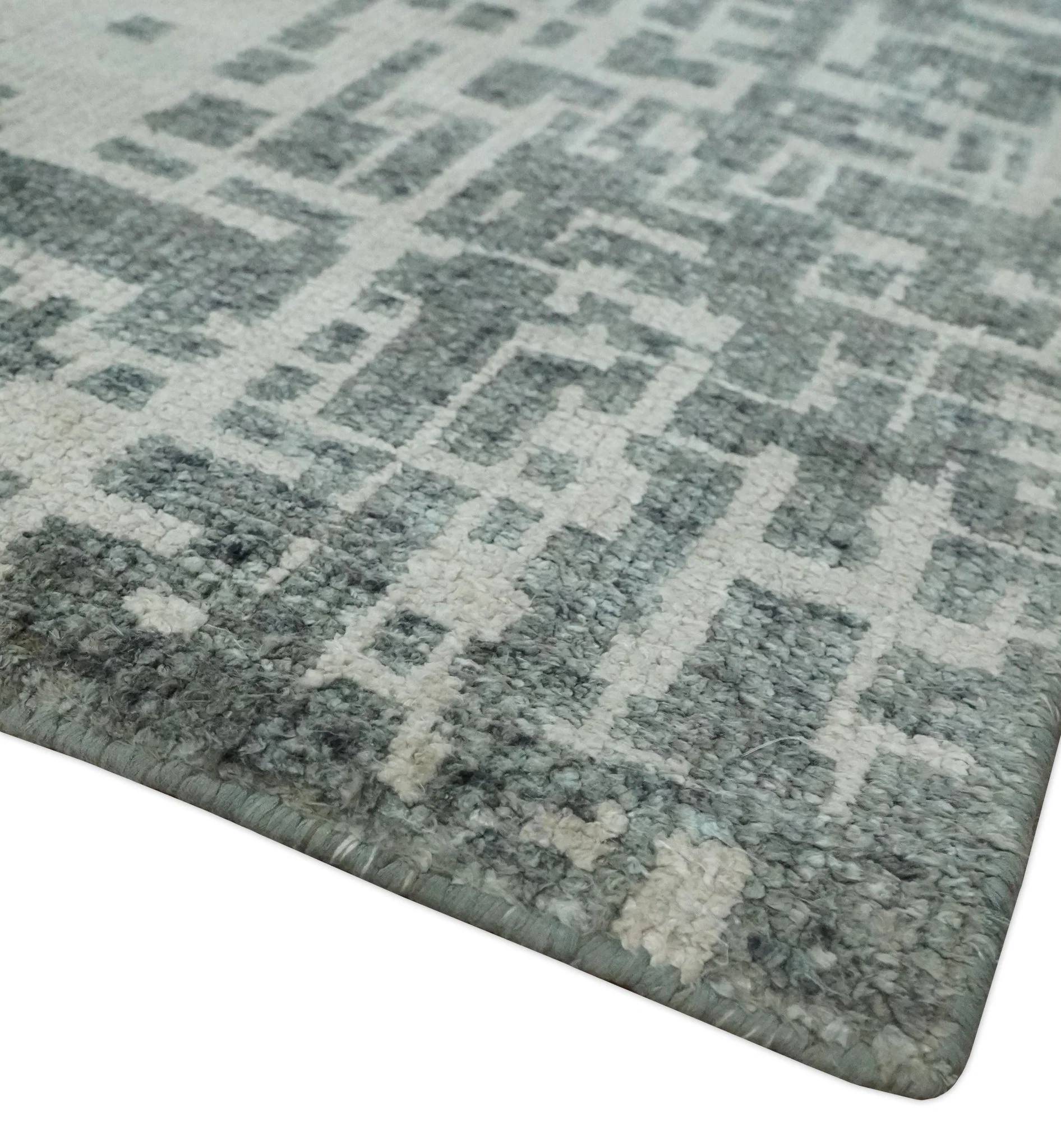 5x8 Hand Knotted Silver, Charcoal and Ivory Modern Abstract Contemporary Recycled Silk Area Rug - Image 5