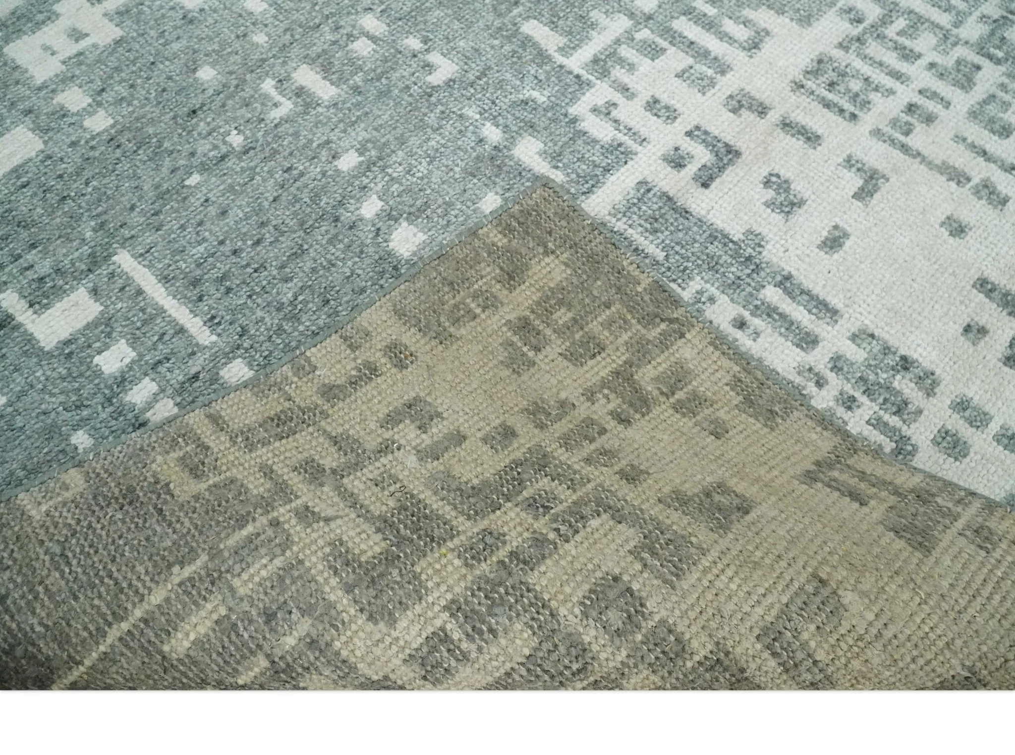 5x8 Hand Knotted Silver, Charcoal and Ivory Modern Abstract Contemporary Recycled Silk Area Rug - Image 8